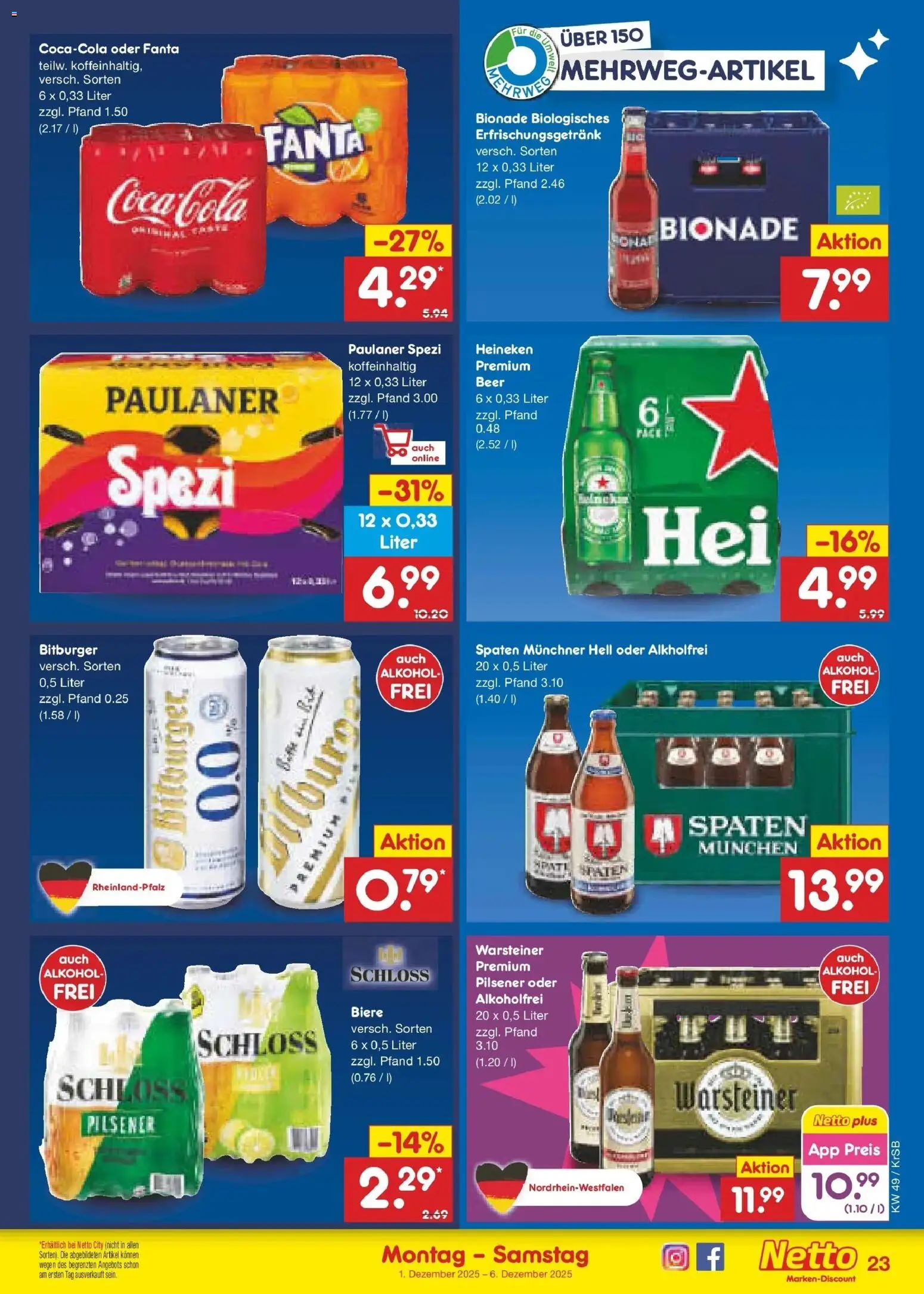 Netto Marken-Discount prospekt Jüchen	 – gültig ab 01.12.2025 | Seite: 25 | Produkte: Coca cola, Cola, Heineken, Warsteiner