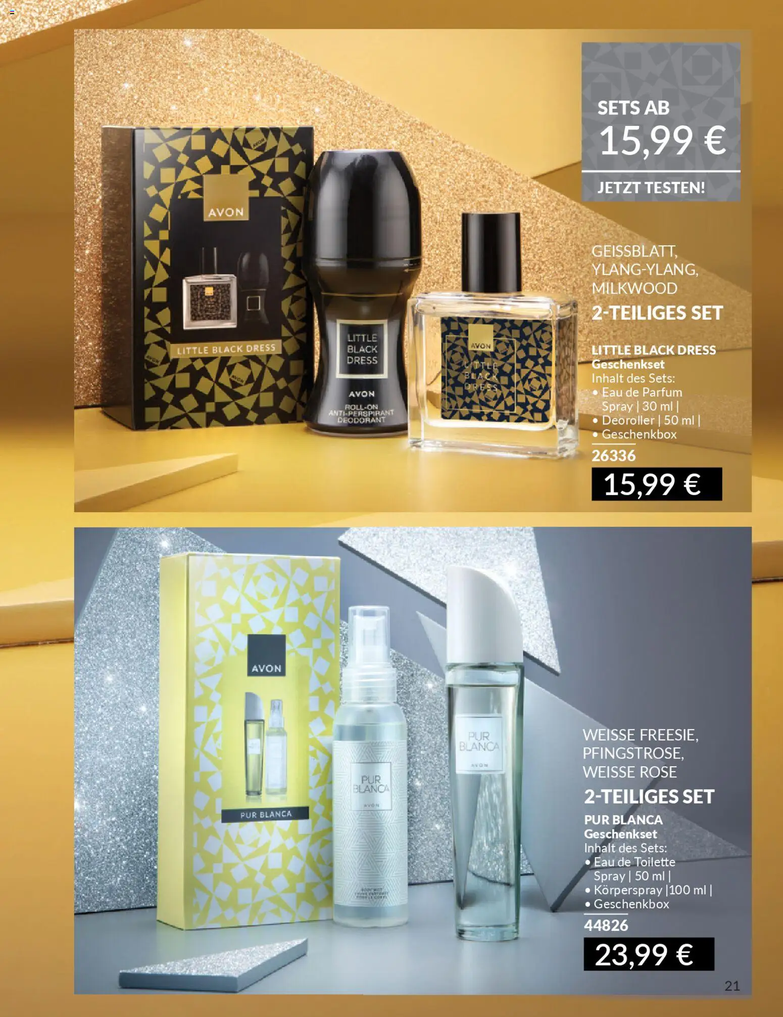 AVON Weihnachtsgeschenkideen – gültig ab 01.11.2025 | Seite: 21 | Produkte: Eau de Toilette, Deodorant, Eau de Parfum, Körperspray