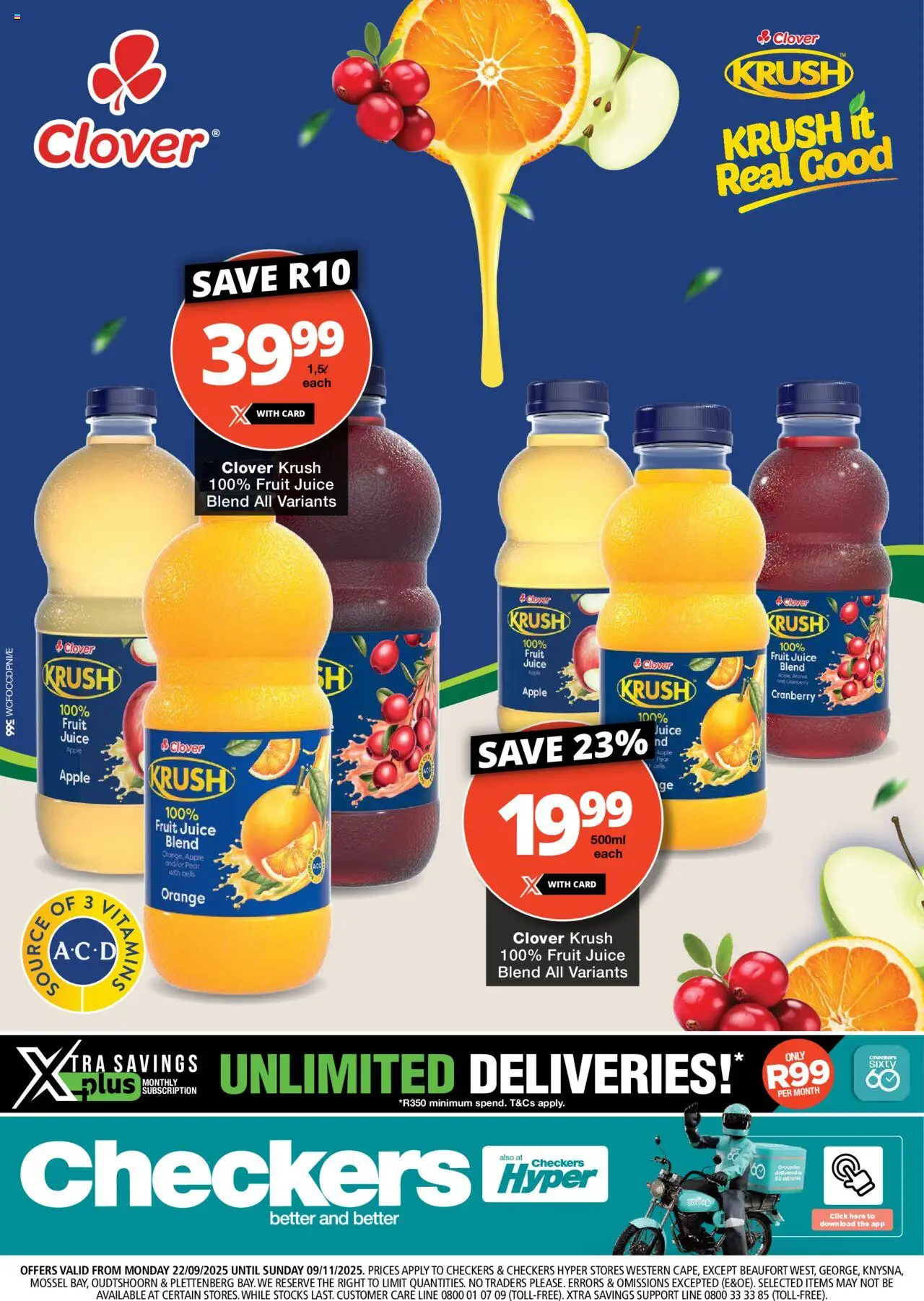 New Checkers catalogue – valid from 22.09.2025 | Page: 1 | Products: Juice, Fruit
