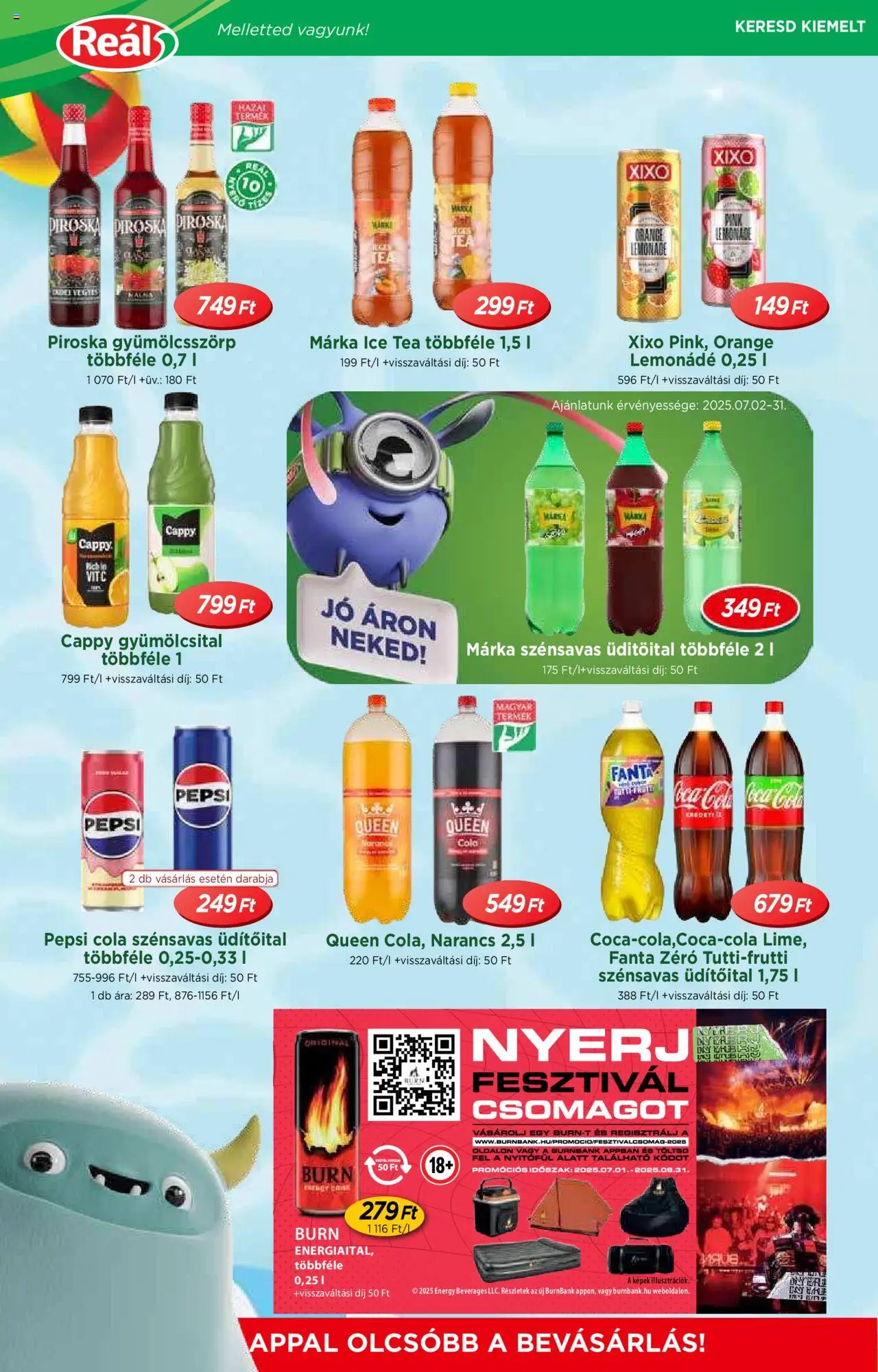 Reál akciós ujság - amely érvényes a következő dátumtól: 02.07.2025 | Oldal: 16 | Termékek: Gyümölcsital, Fanta, Ice tea, Cola