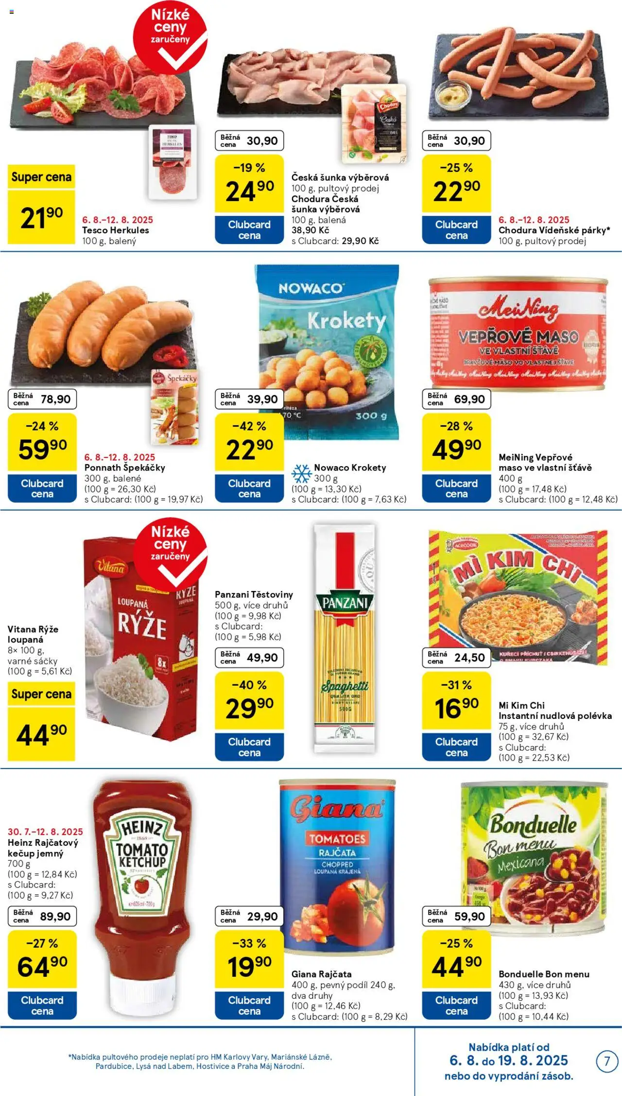 Tesco leták - Hypermarket od 06.08.2025 | Strana: 7 | Produkty: Rajčata, Těstoviny, Kečup, Maso