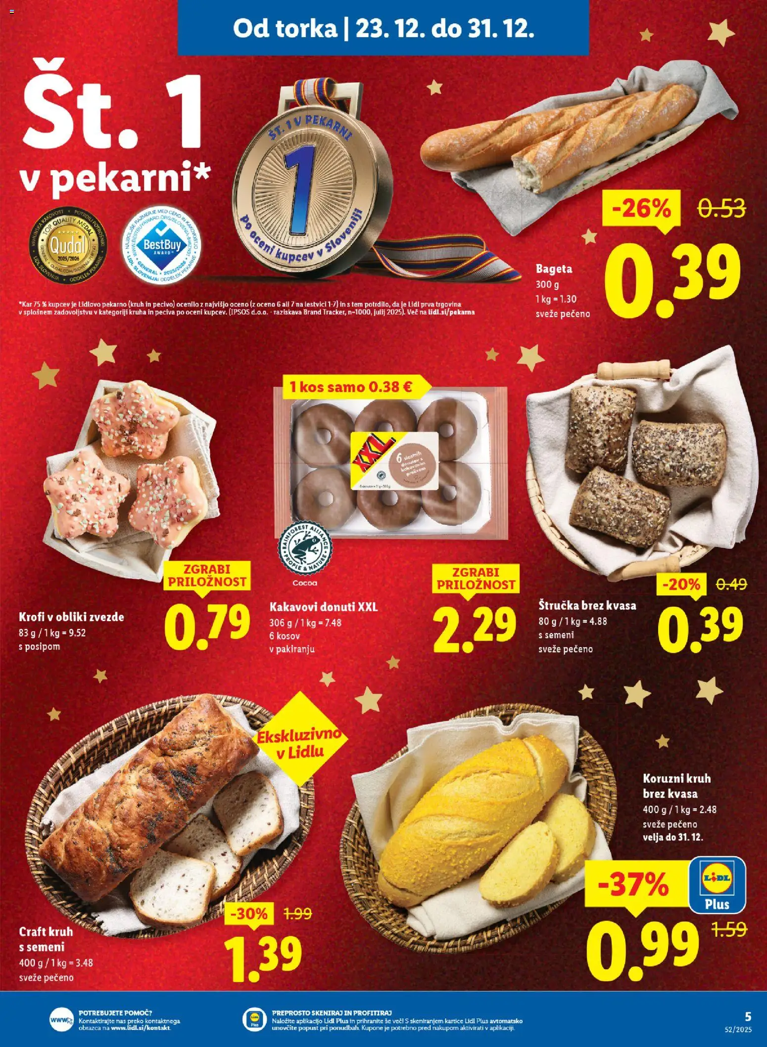 Novi Lidl katalog ponudbe – veljaven od 23.12.2025 | Stran: 5 | Izdelki: Štručka, Kos, Kruh