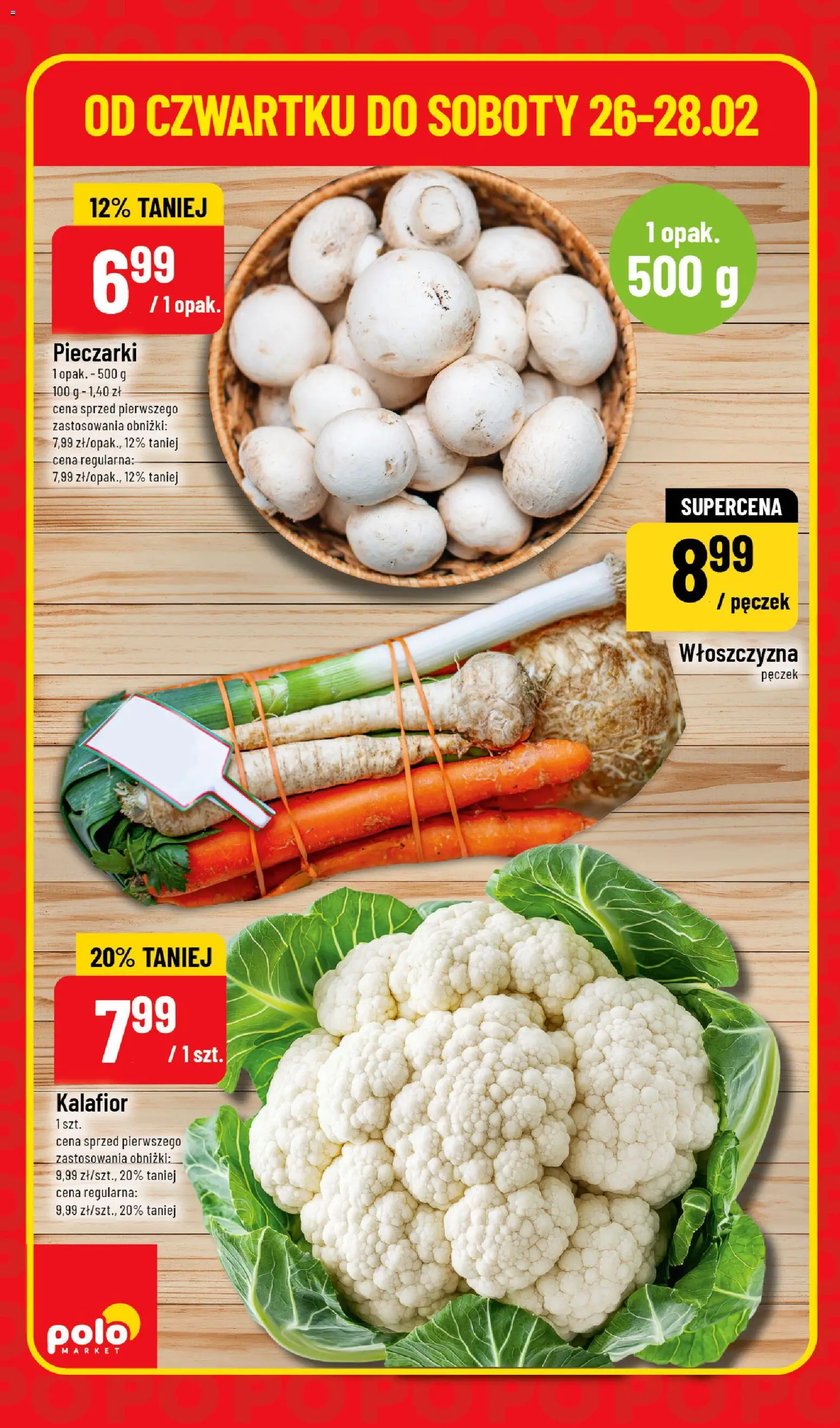 POLOmarket Gazetka - Super Hity od 26.02.2026 | Strona: 2 | Produkty: Kalafior, Pieczarki