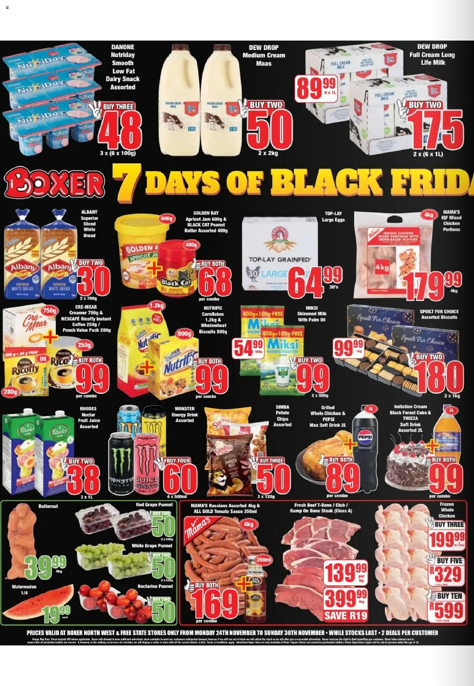 New Boxer catalogue – valid from 24.11.2025 | Page: 2 | Products: Steak, Milk, Tomato sauce, Cream