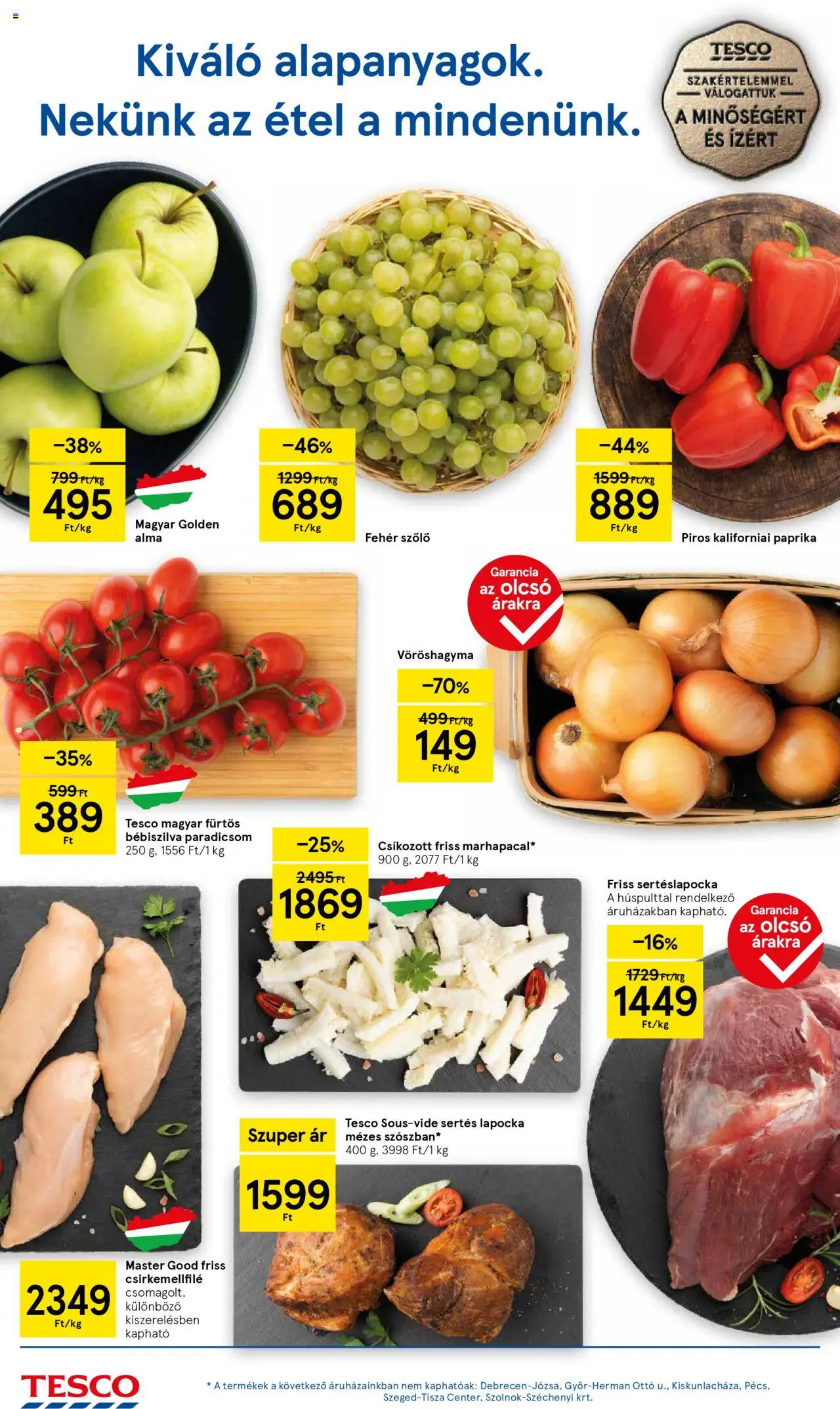 Tesco akciós ujság - amely érvényes a következő dátumtól: 02.10.2025 | Oldal: 2 | Termékek: Szőlő, Vöröshagyma, Alma, Paradicsom
