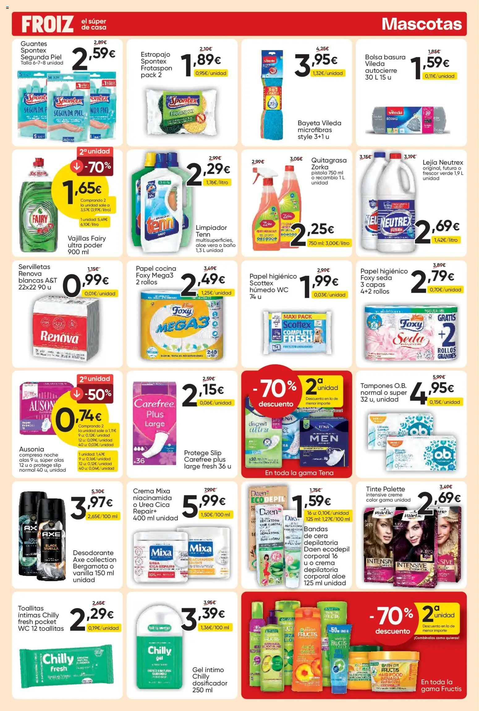 Froiz folleto │ válido desde el 25.03.2026 | Página: 15 | Productos: Tampones, Papel higienico, Crema, Cocina