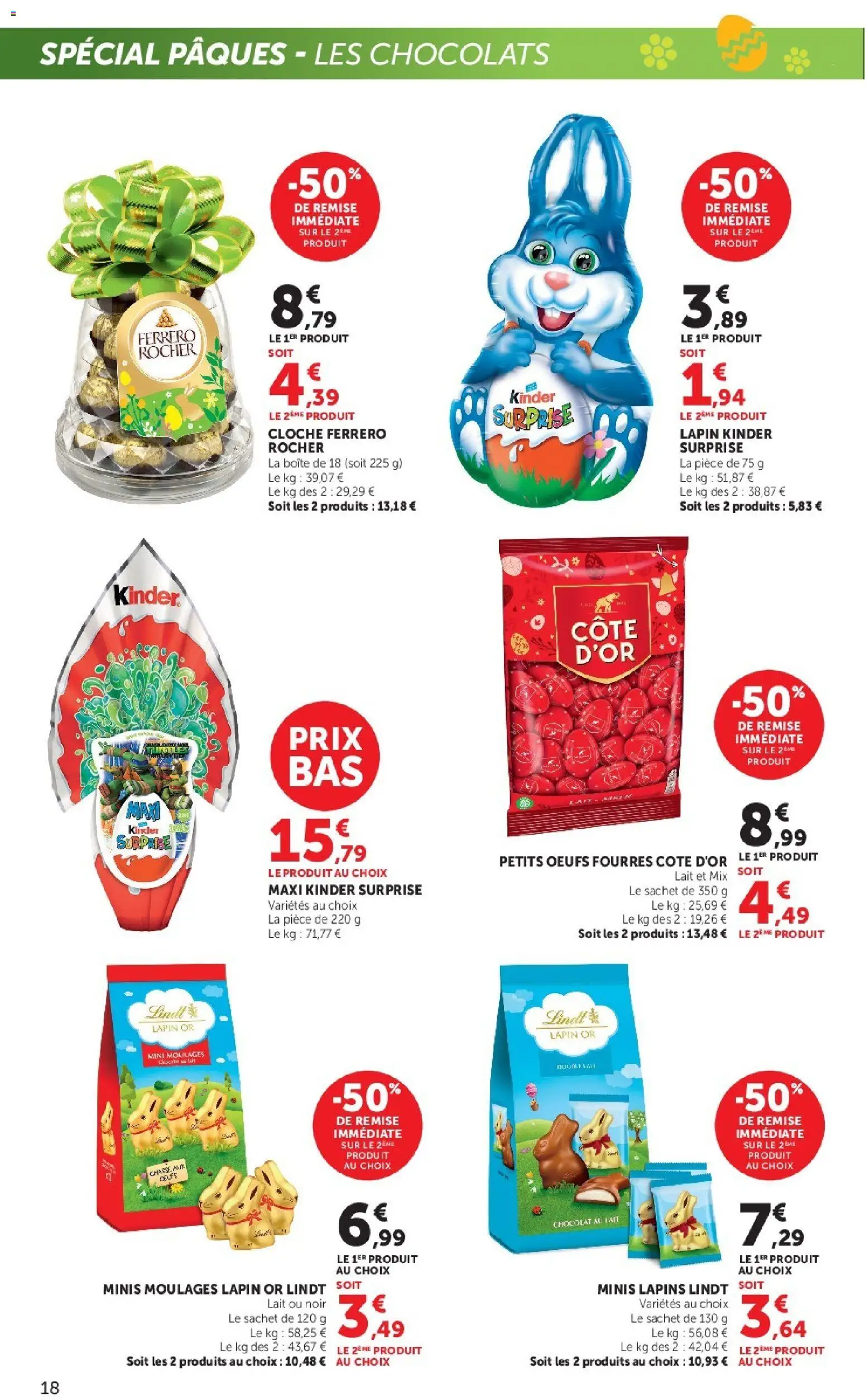 {H1} | Page: 18 | Produits: Ferrero rocher, Lapin, Œufs, Chocolat