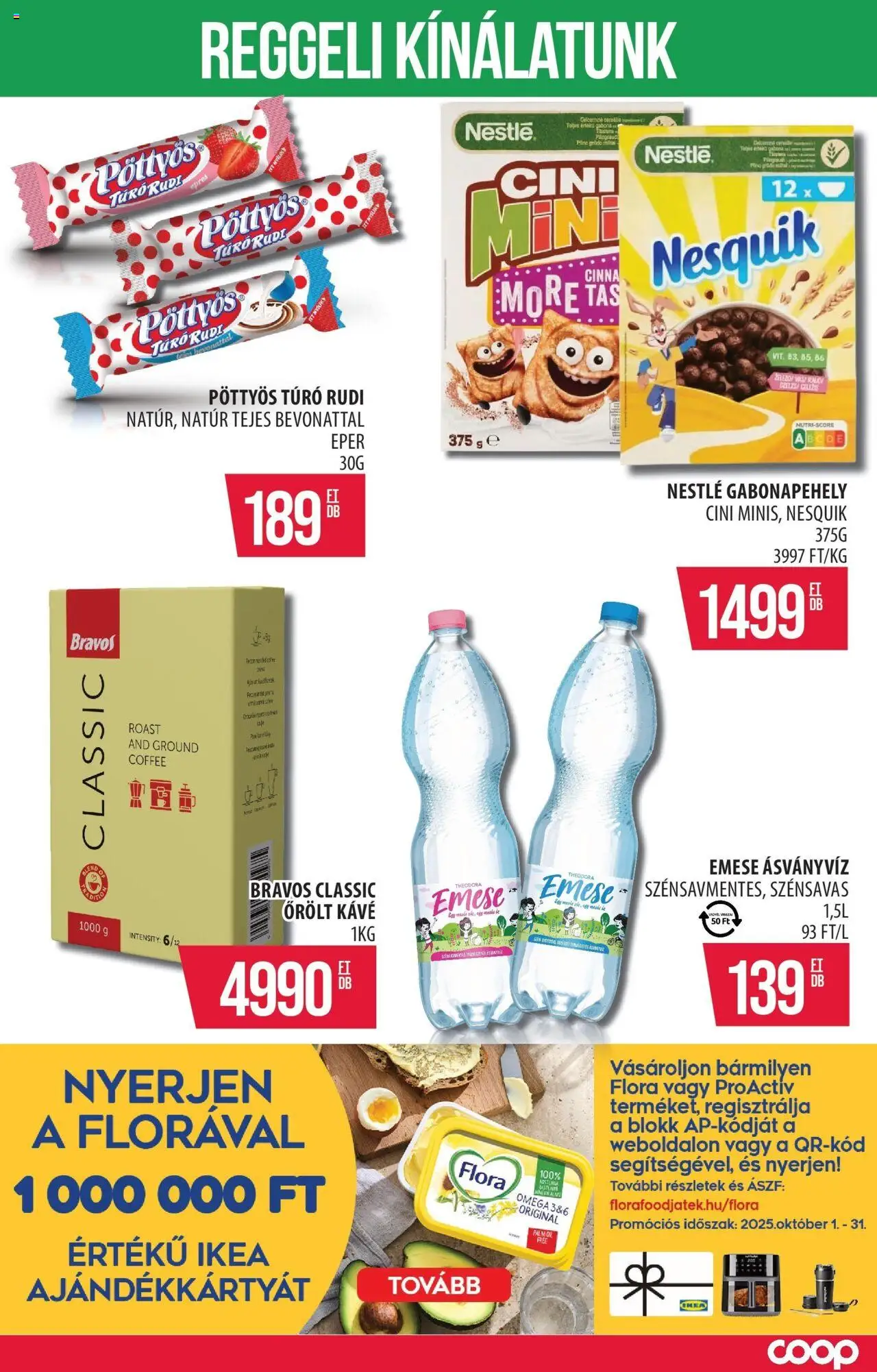 COOP Szolnok akciós ujság - amely érvényes a következő dátumtól: 09.10.2025 | Oldal: 10 | Termékek: Gabonapehely, Nesquik, Őrölt kávé, Túró