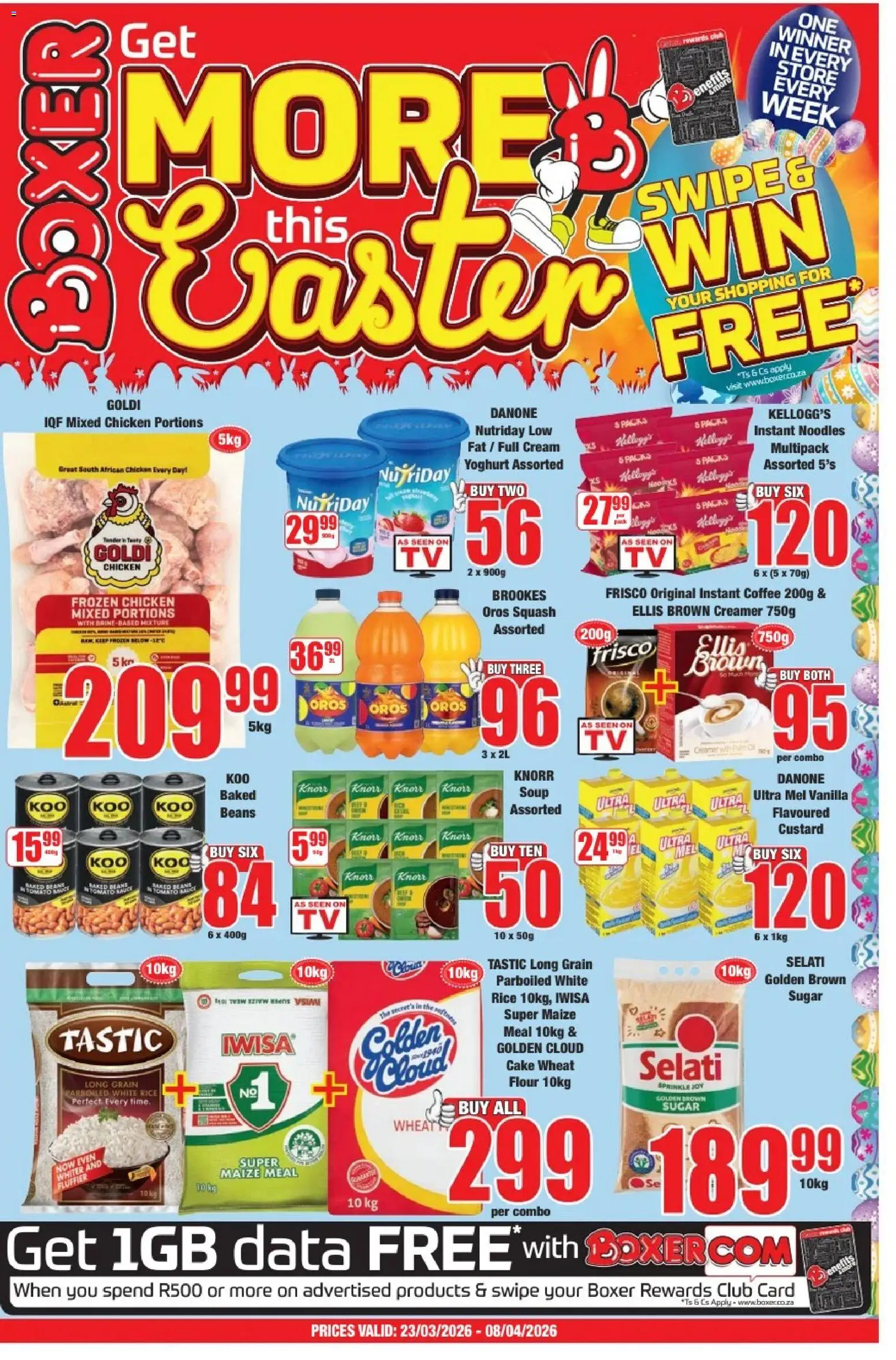 New Boxer catalogue – valid from 23.03.2026 | Page: 1 | Products: Cake, Beans, Yoghurt, Creamer