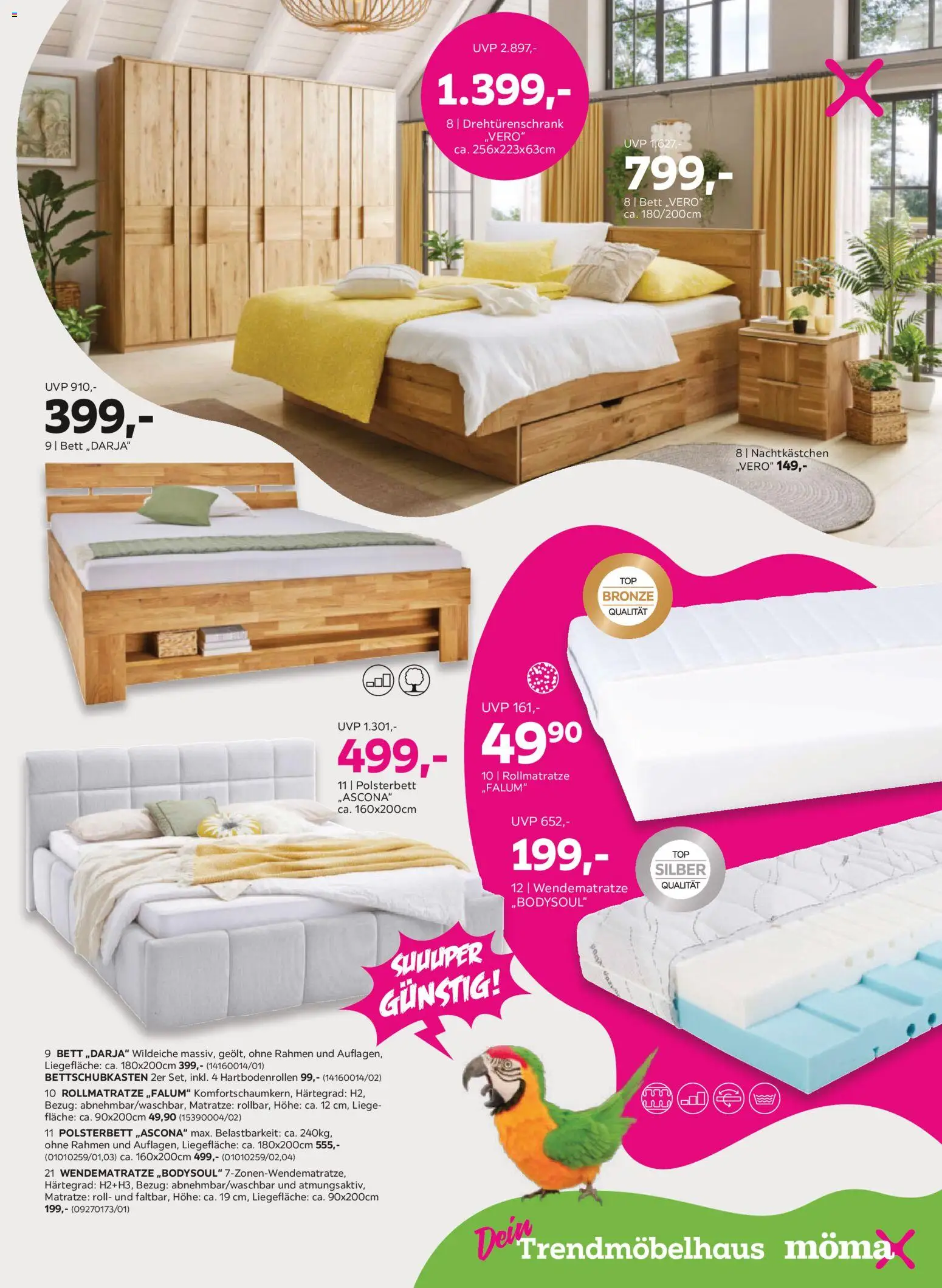 Mömax Prospekt 	 – gültig ab 13.04.2026 | Seite: 5 | Produkte: Bett, Matratze, Liege, Nachtkästchen