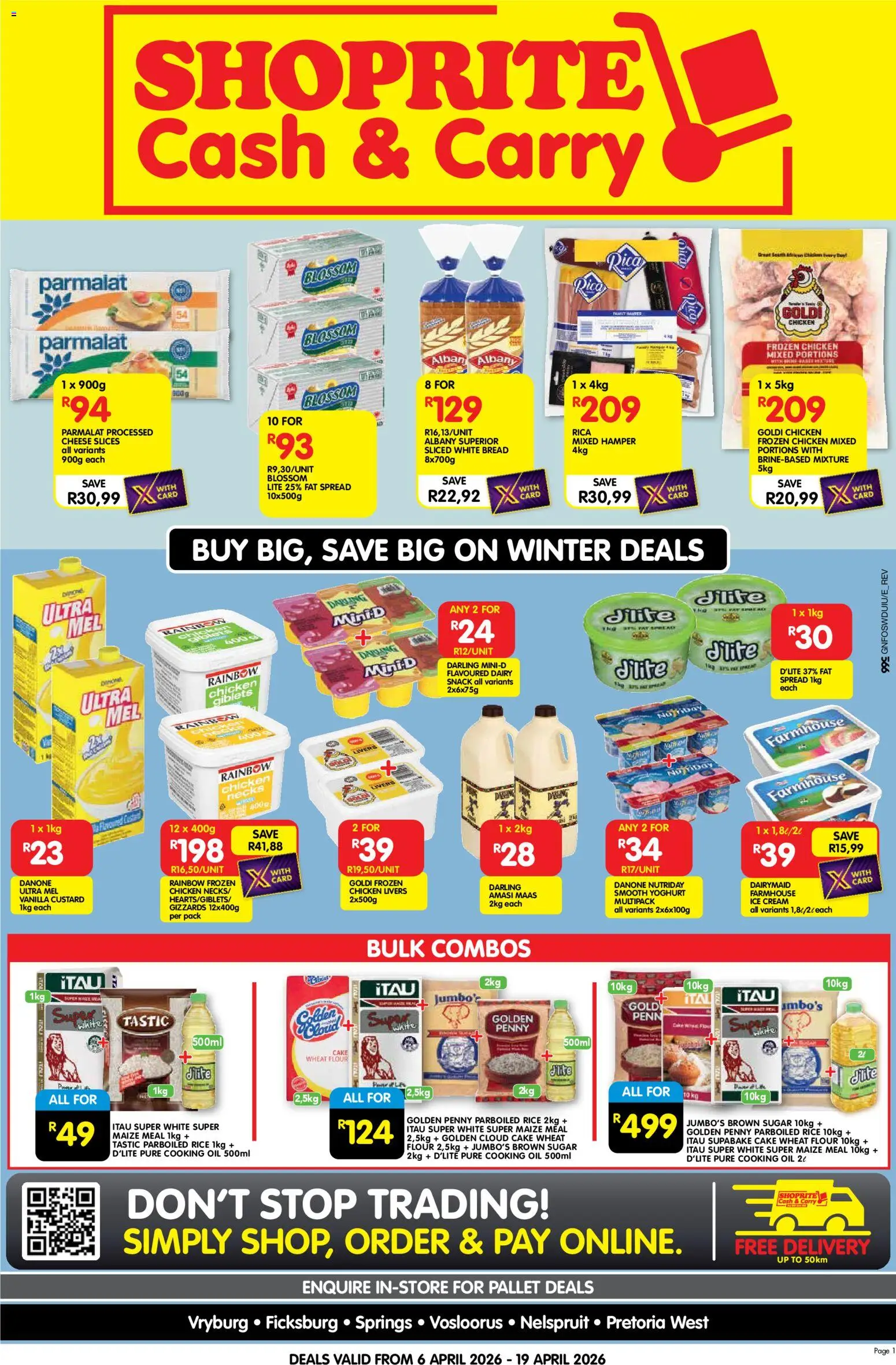 New Shoprite catalogue – valid from 06.04.2026 | Page: 1 | Products: Chicken, Rice, Ice cream, Sugar
