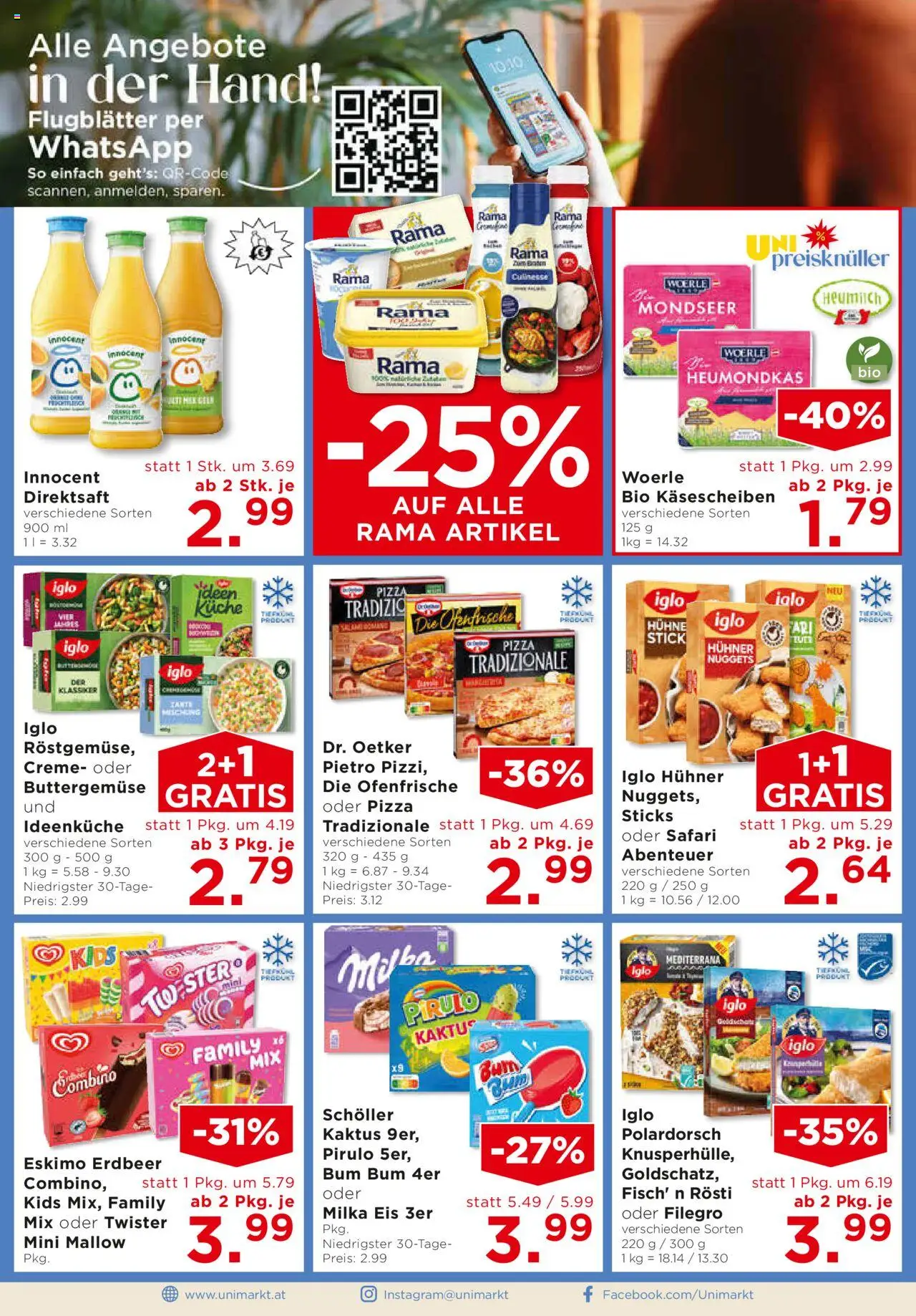 Unimarkt Innviertel gültig ab 10.09.2025 | Seite: 6 | Produkte: Eis, Creme, Pizza