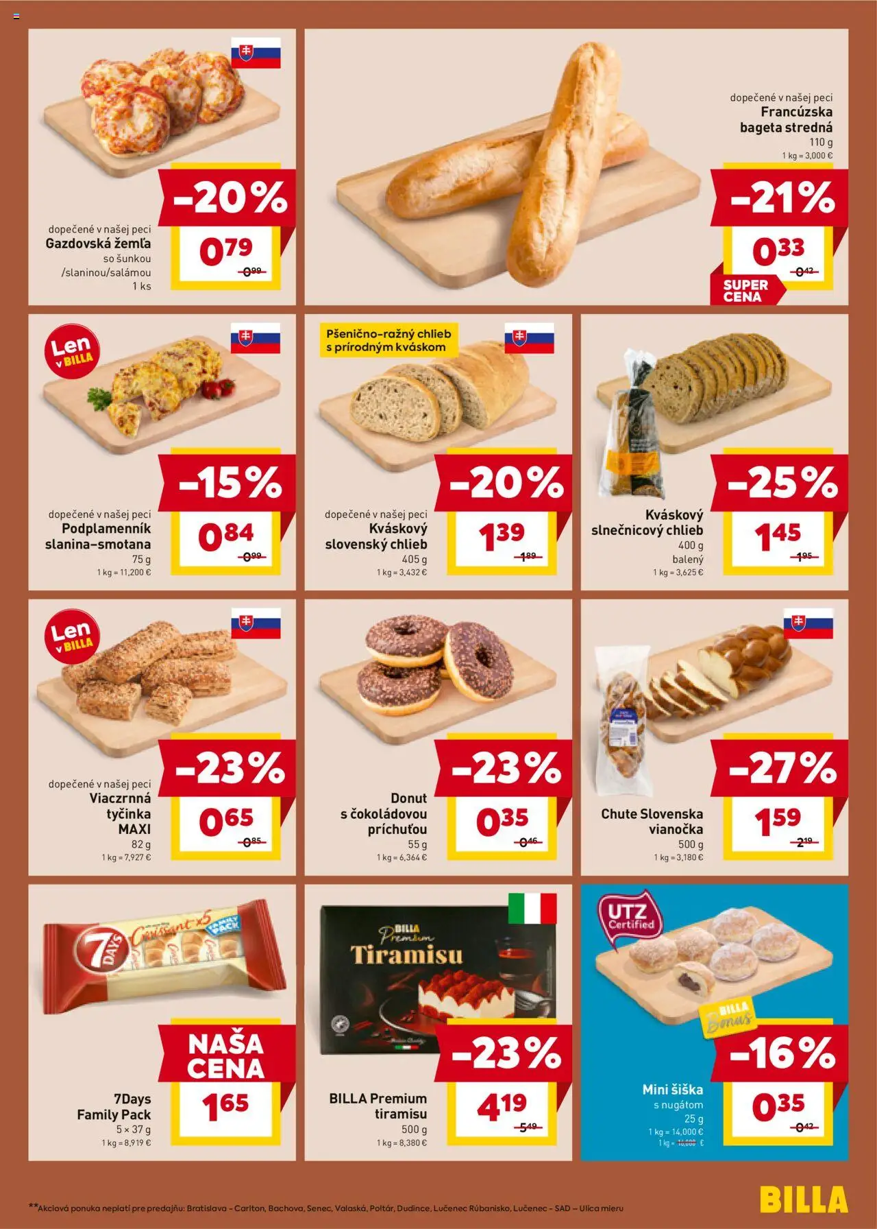 Nové Billa akcie – leták je platný od 08.10.2025 | Strana: 13 | Produkty: Chlieb, Donut, Vianočka, Pec