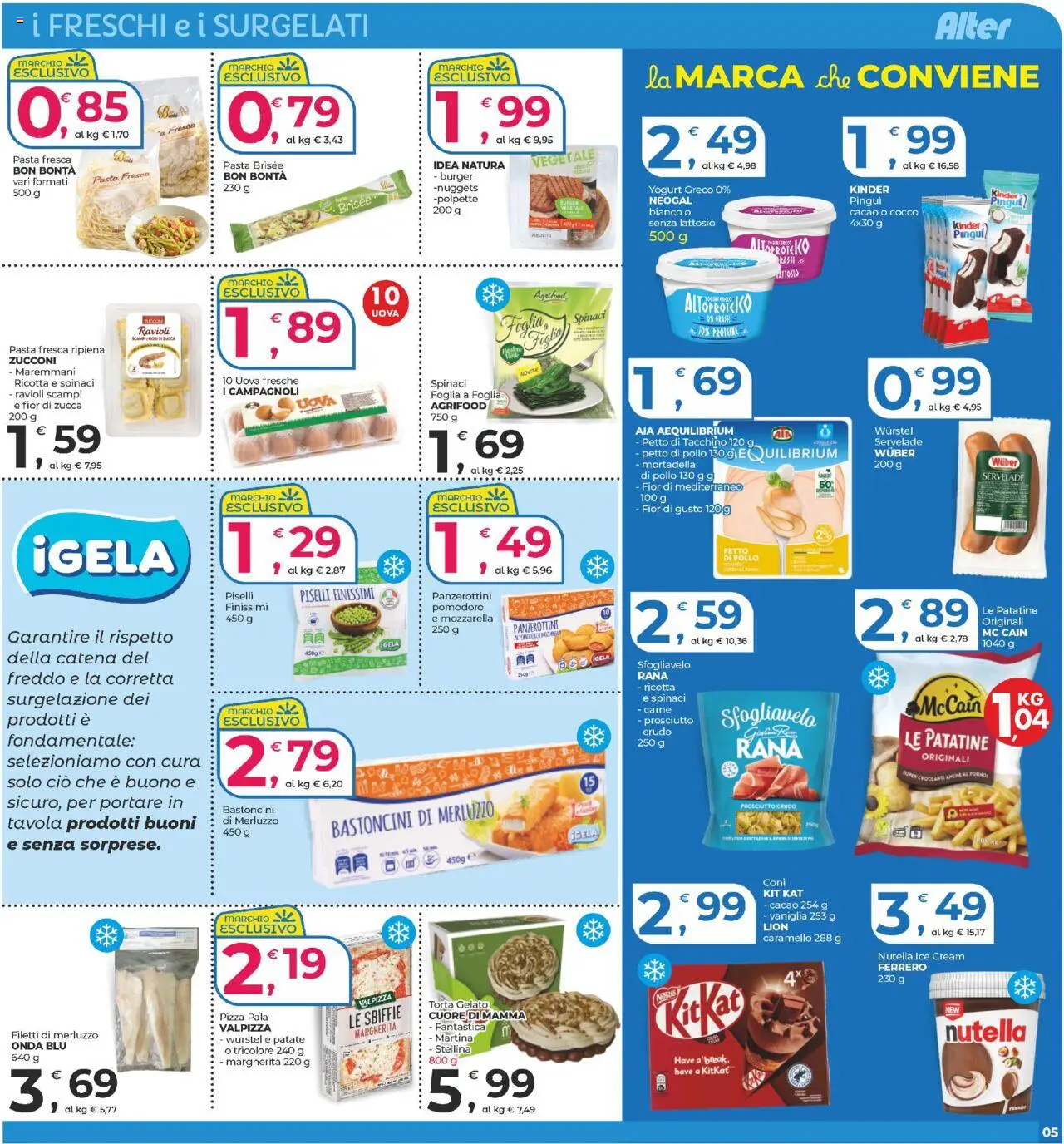 Volantino Alter Discount del 03.10.2025 | Pagina: 5 | Prodotti: Petto di Pollo, Yogurt, Uova, Patatine