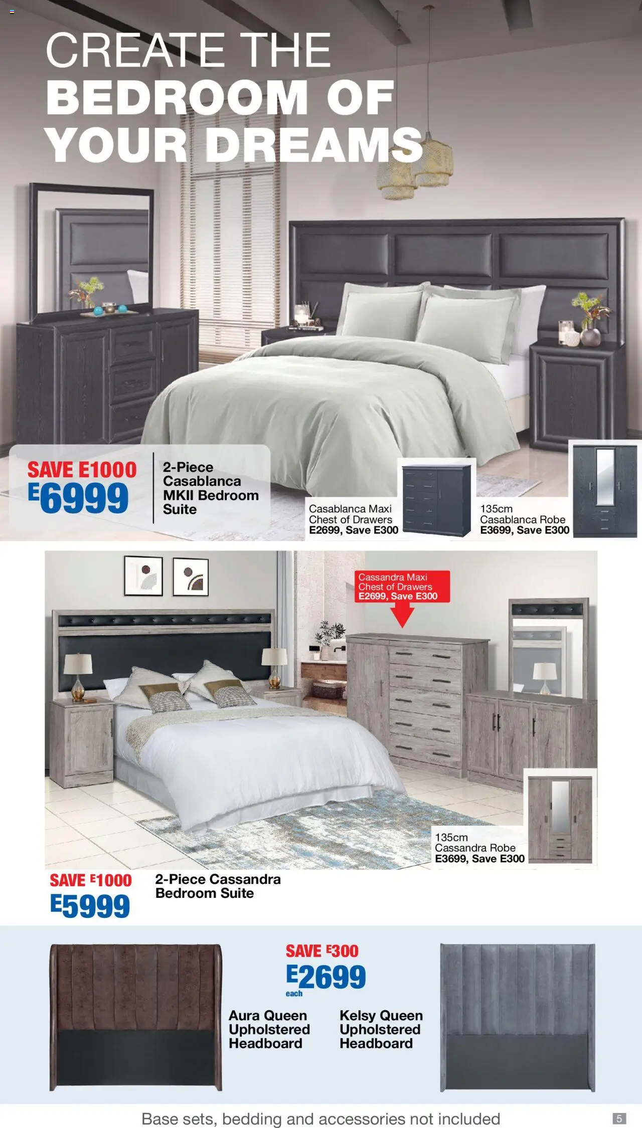 New OK Furniture catalogue – valid from 06.10.2025 | Page: 5 | Products: Headboard, Chest of drawers