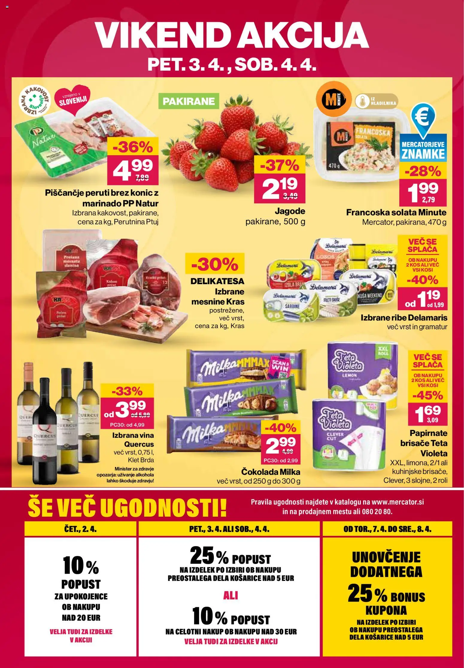 Novi Mercator katalog ponudbe – veljaven od 02.04.2026 | Stran: 40 | Izdelki: Sardine, Cokolada, Jagode, Solata