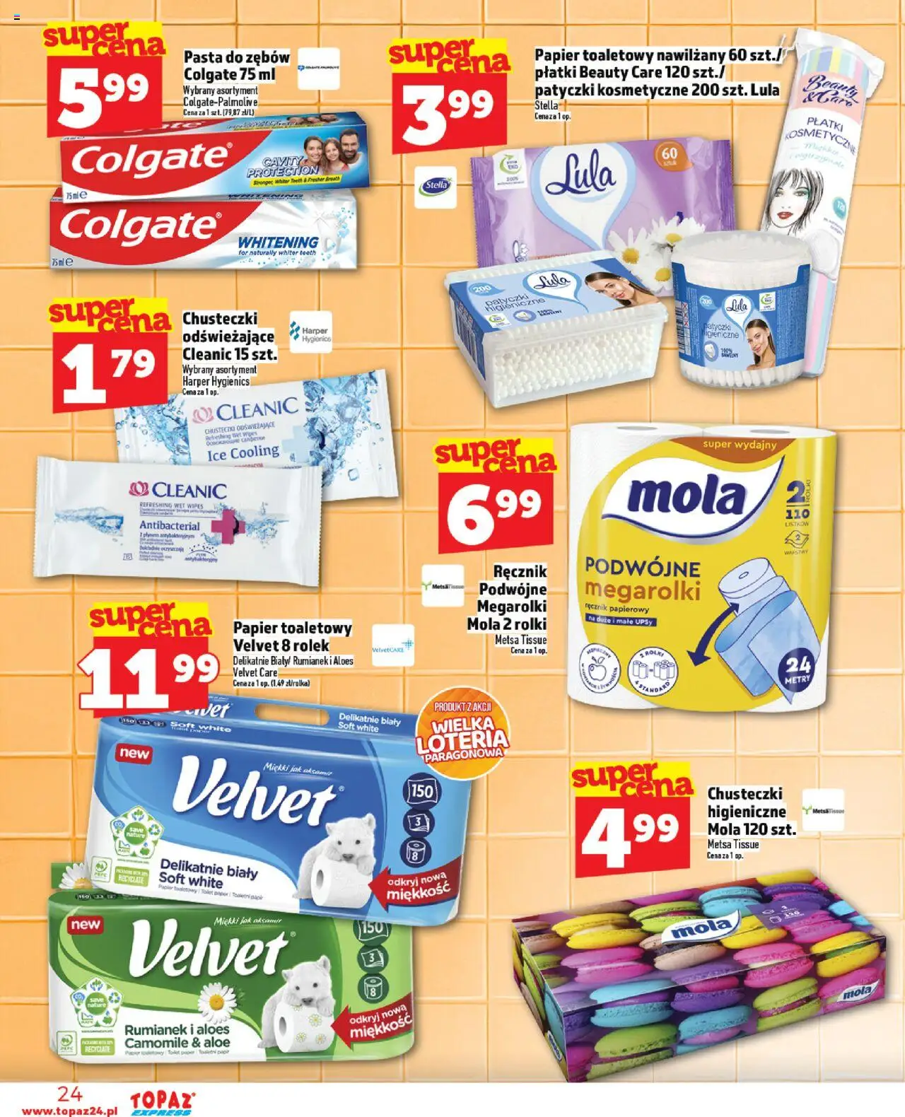 Topaz Gazetka - Express od 28.08.2025 | Strona: 24 | Produkty: Rolki, Chusteczki higieniczne, Płatki, Pasta do zębów