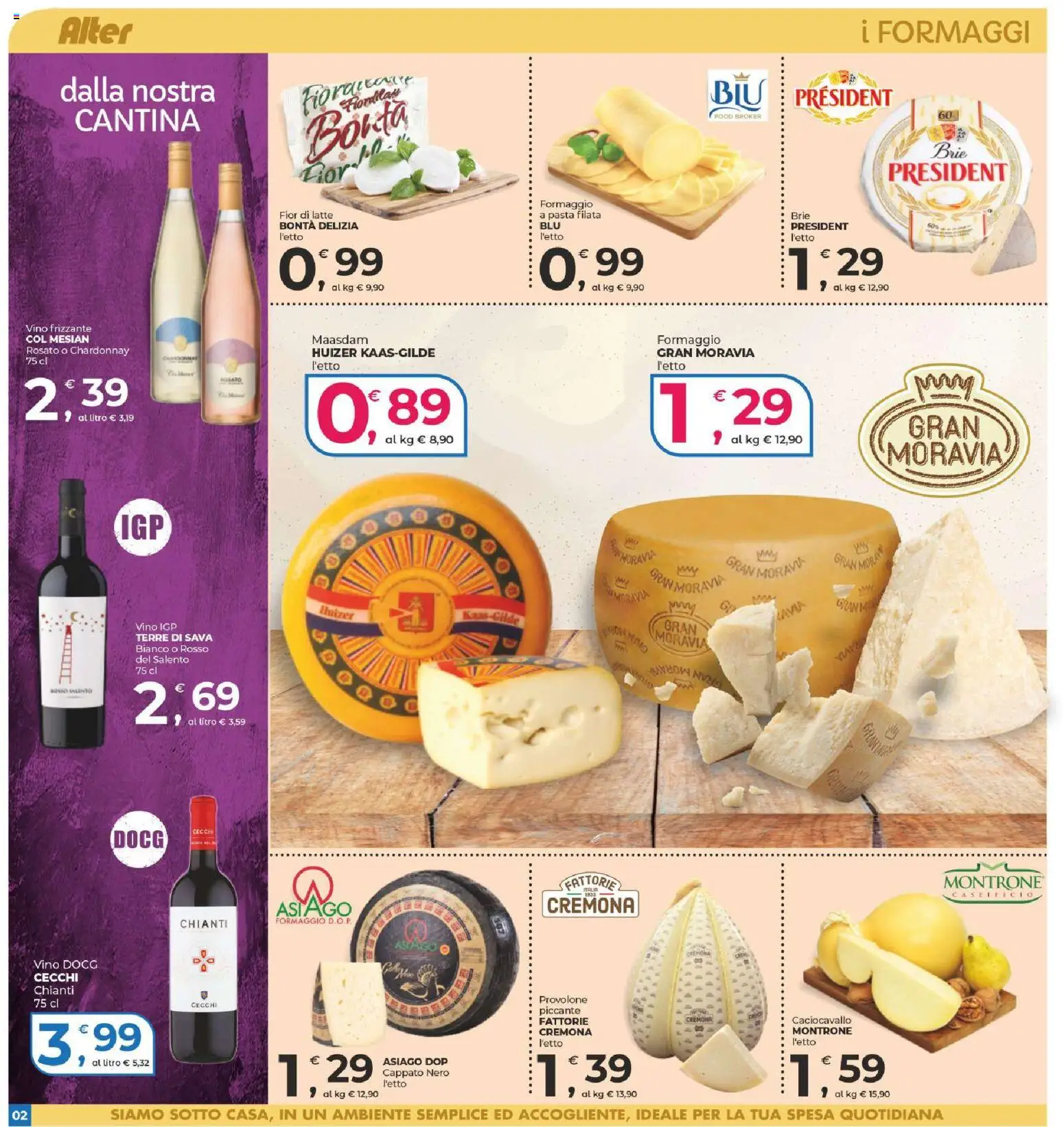 Volantino Alter Discount del 23.01.2026 | Pagina: 2 | Prodotti: Provolone, Latte, Formaggio, Vino
