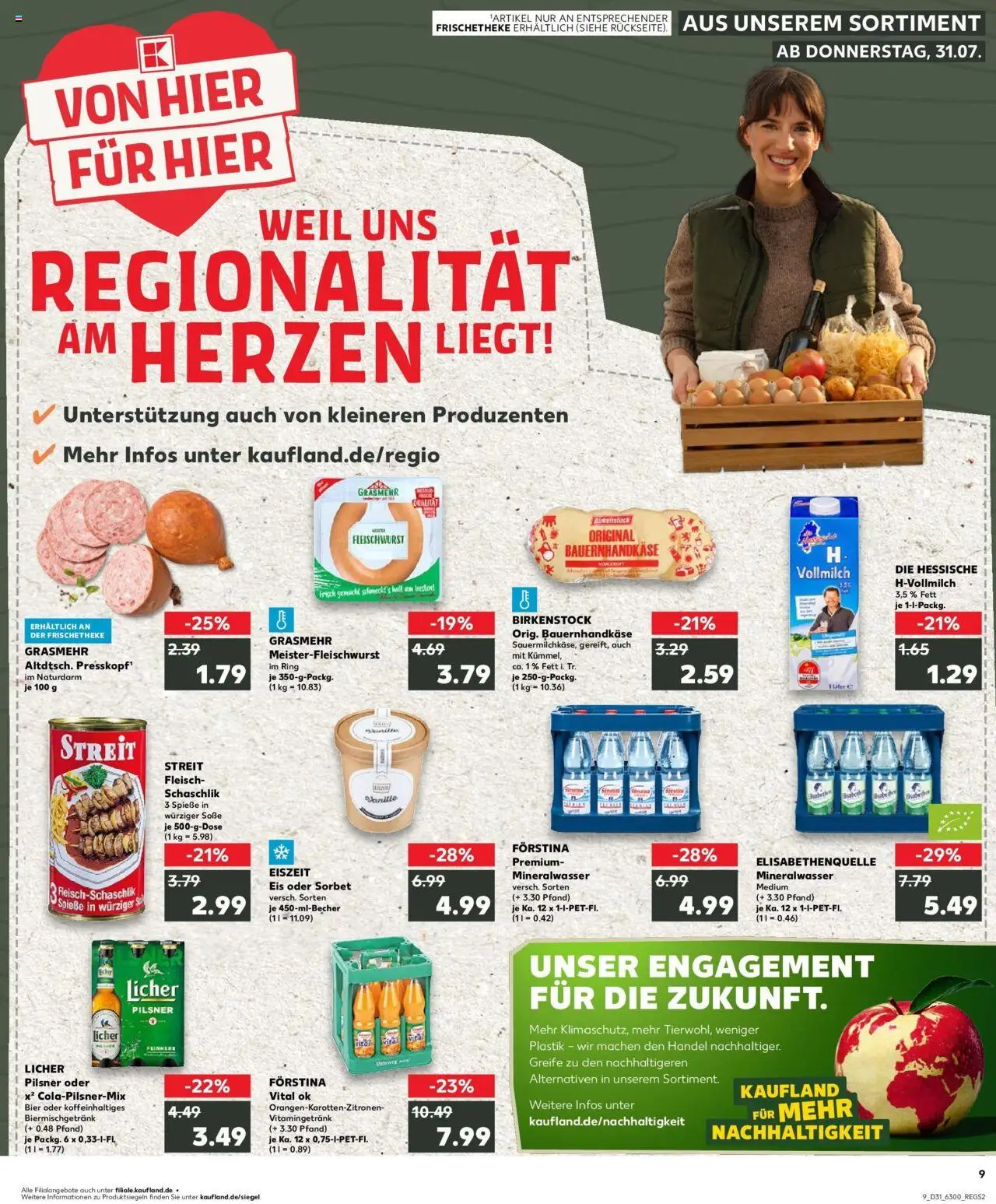 Kaufland prospekt Wetzlar	 - gültig ab dem 03.08.2025 | Seite: 20 | Produkte: Mineralwasser, Soße, Fleisch, Eis