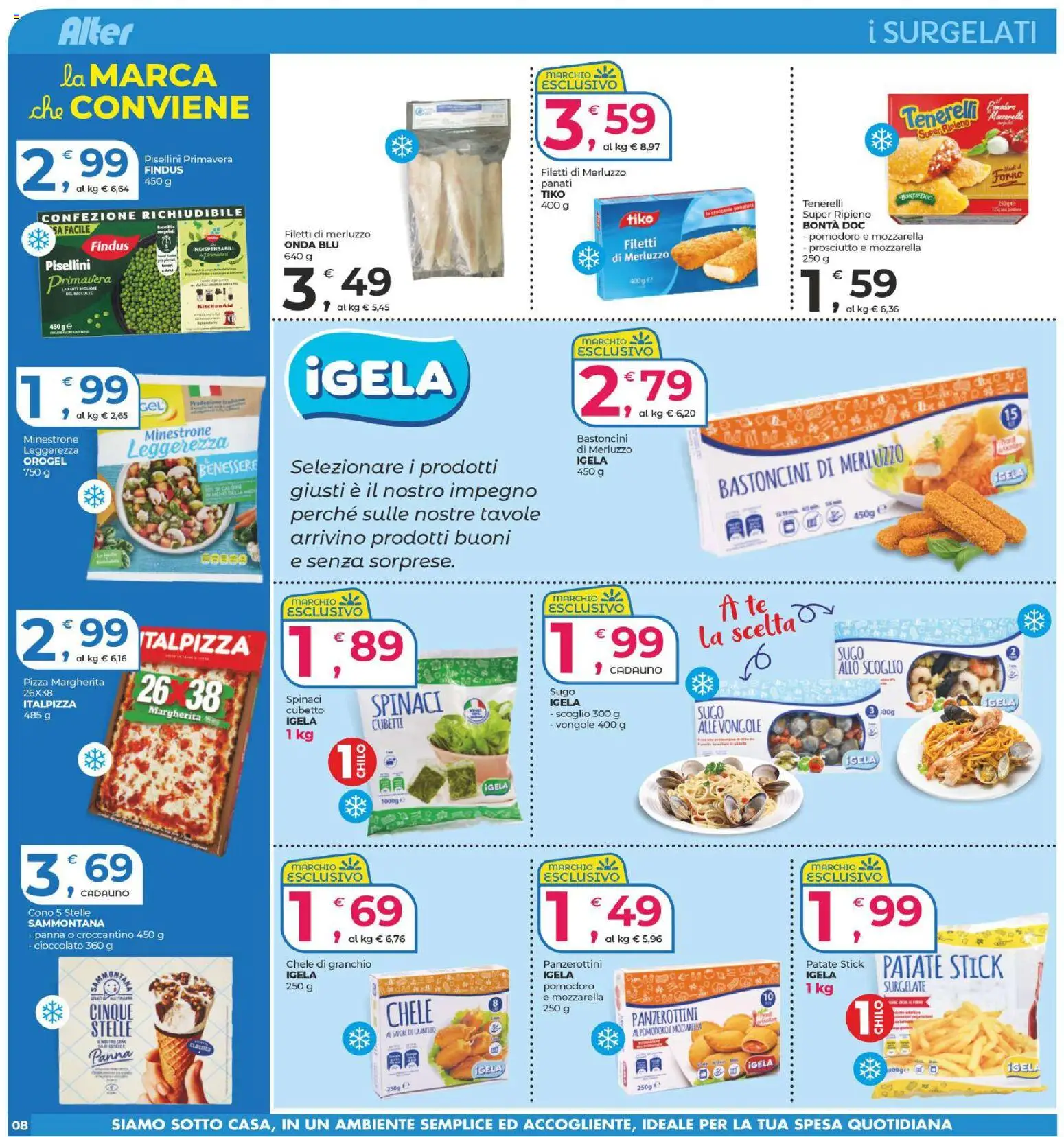 Volantino Alter Discount del 13.03.2026 | Pagina: 8 | Prodotti: Minestrone, Pizza, Vongole, Forno