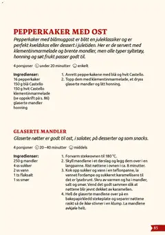 Forhåndsvisning av PEPPERKAKER MED OST, Pepperkaker med blåmuggost er blitt en juleklassiker og er perfekt kveldskos eller dessert i juletiden. Her er de servert med klementinmarmelade og brente mandler, men alle typer syltetøy, honning og søt frukt passer godt til. gyldig fra 27.11.2025 | Side: 85 | Produkter: Ost, Суміш дитяча, Strandväska, Mandler