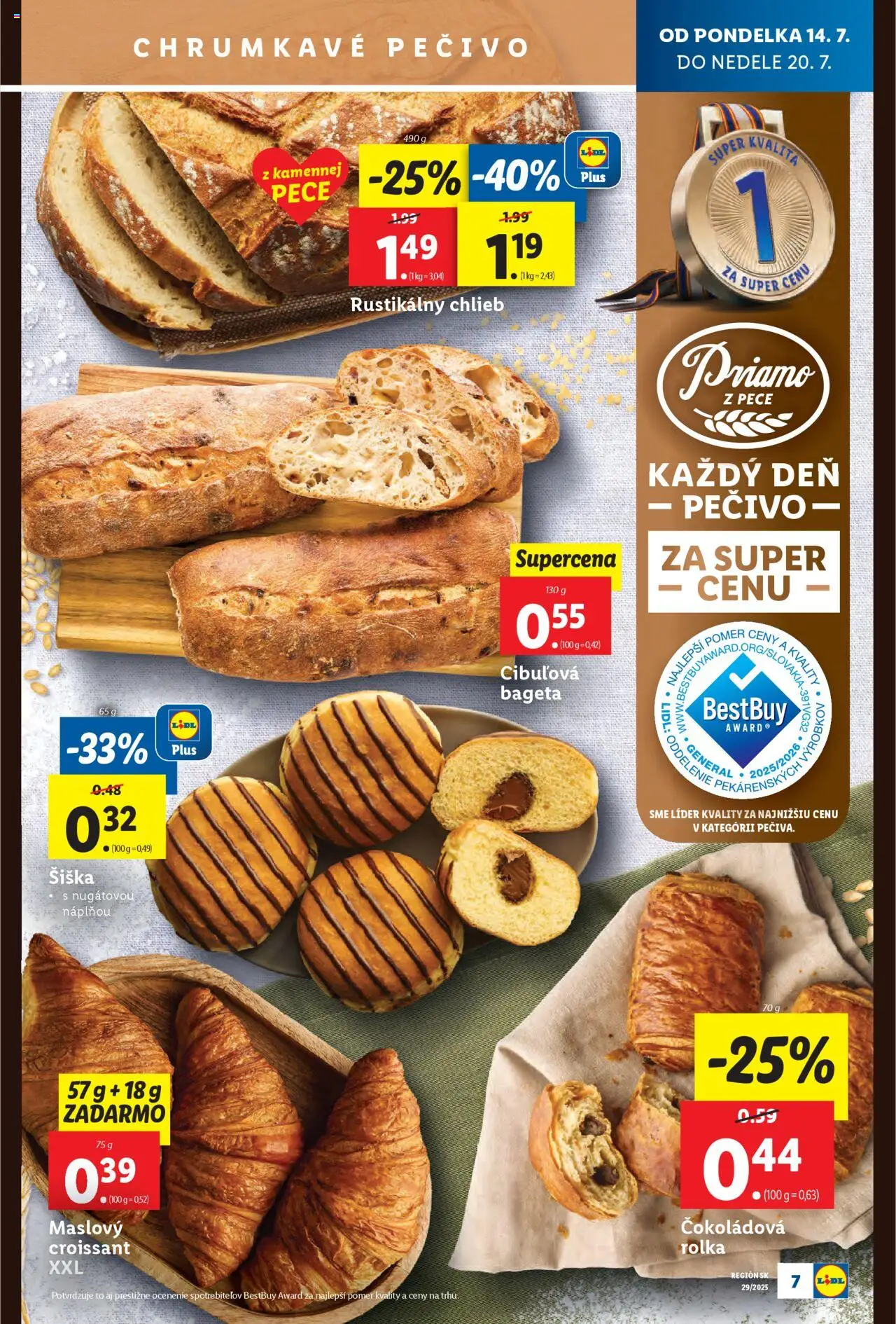 Lidl leták │ platný od 14.07.2025 | Strana: 9 | Produkty: Chlieb, Croissant