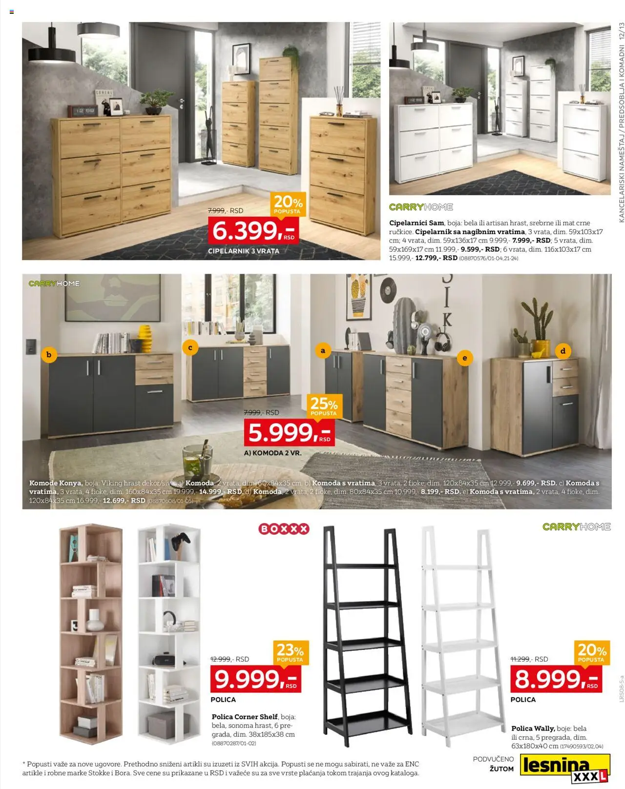 Lesnina XXXL katalog - važi od 04.08.2025 | Strana: 13 | Proizvode: Komoda, Polica, Vrata
