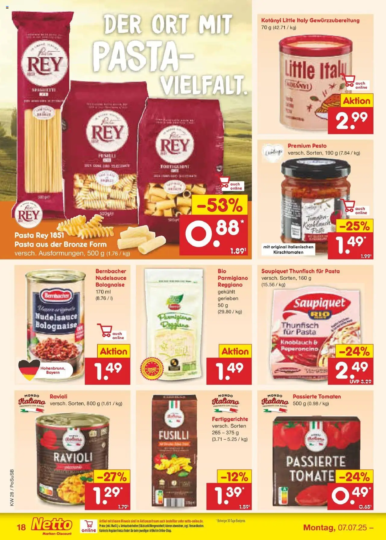 Netto Marken-Discount prospekt Regensburg	 - gültig ab dem 06.07.2025 | Seite: 24 | Produkte: Thunfisch, Fertiggerichte, Knoblauch, Pasta