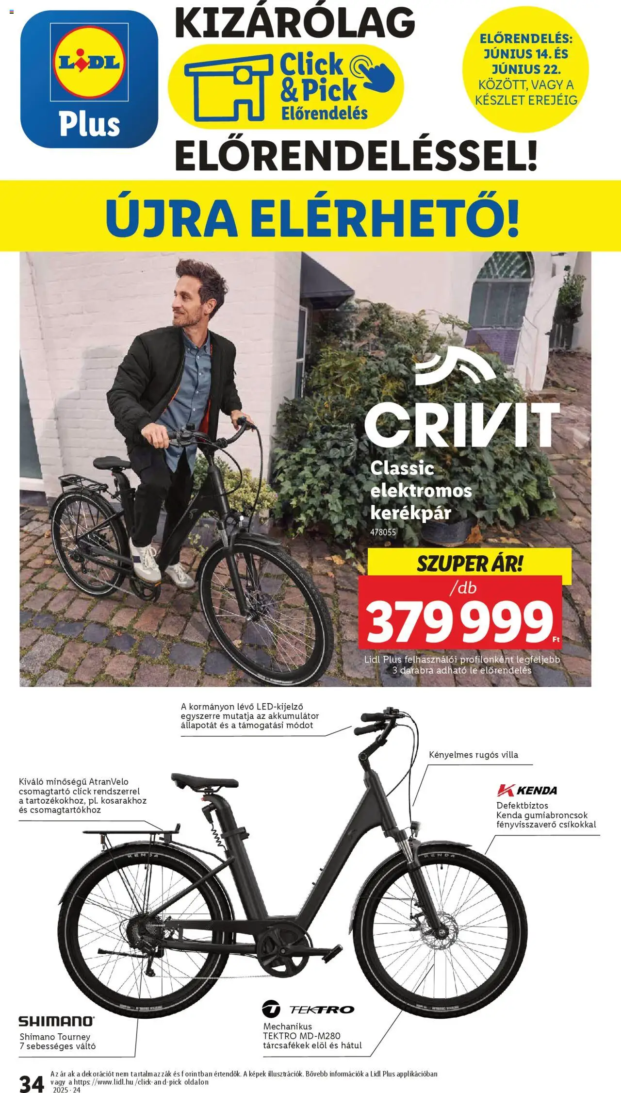 Lidl akciós ujság - amely érvényes a következő dátumtól: 12.06.2025 | Oldal: 34 | Termékek: Pick, Elektromos kerékpár, Akkumulátor, Kerékpár