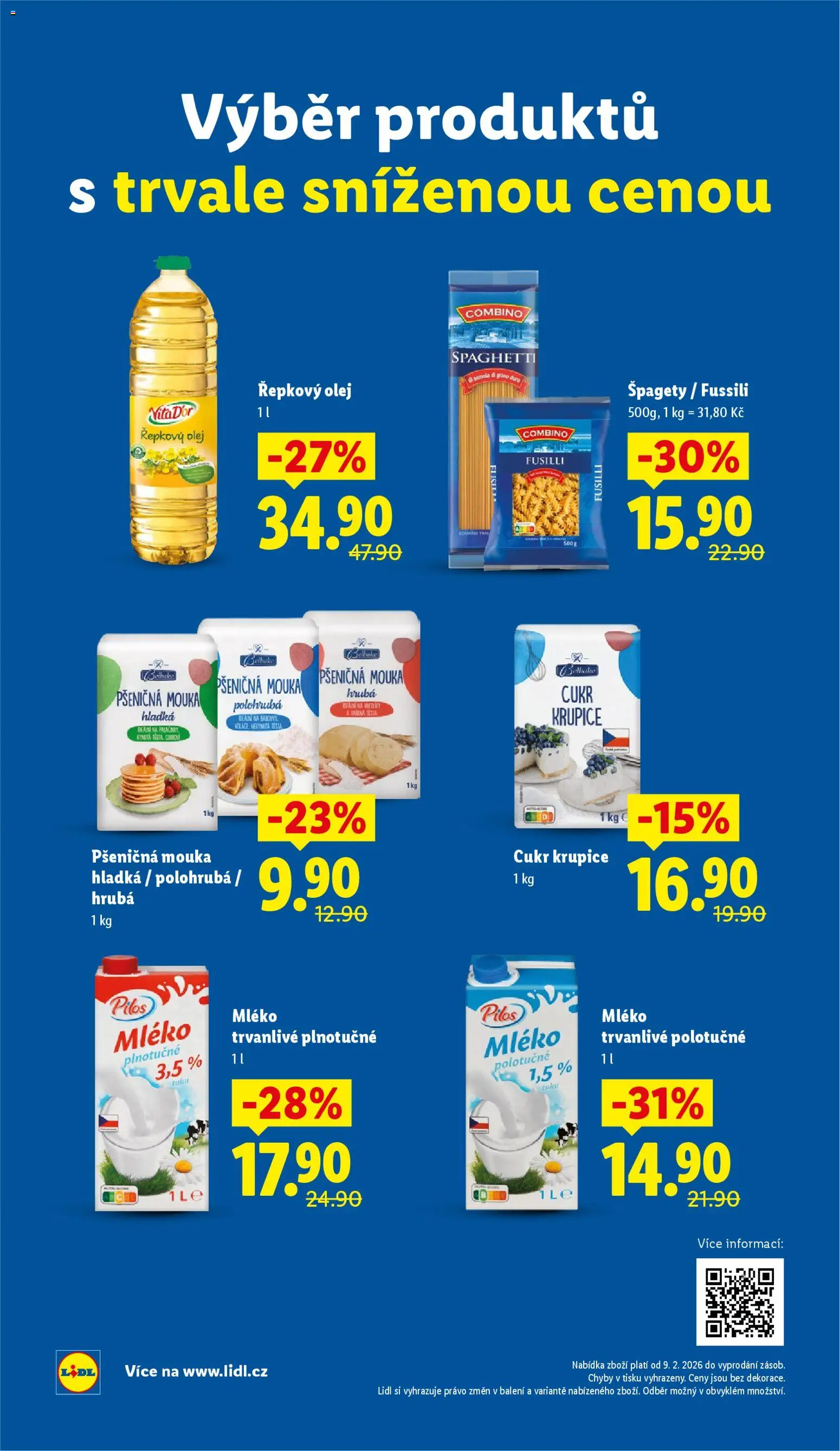 Lidl leták od 02.03.2026 | Strana: 9 | Produkty: Mléko, Olej, Krupice, Špagety