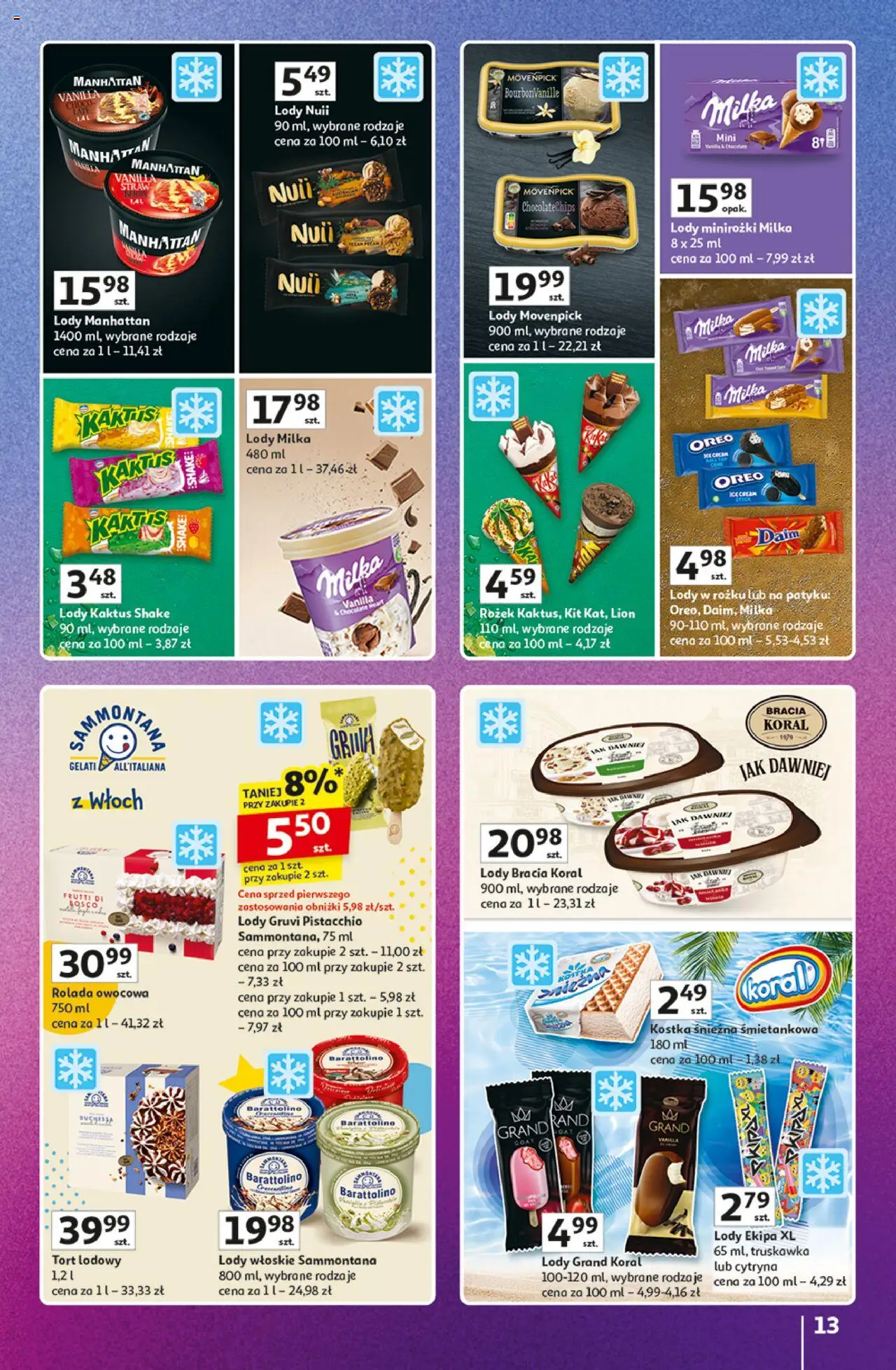 Auchan Gazetka - Znane Marki Duży Wybór Hipermarket od 12.06.2025 | Strona: 13 | Produkty: Cytryna, Lody manhattan, Lody Kaktus, Lody