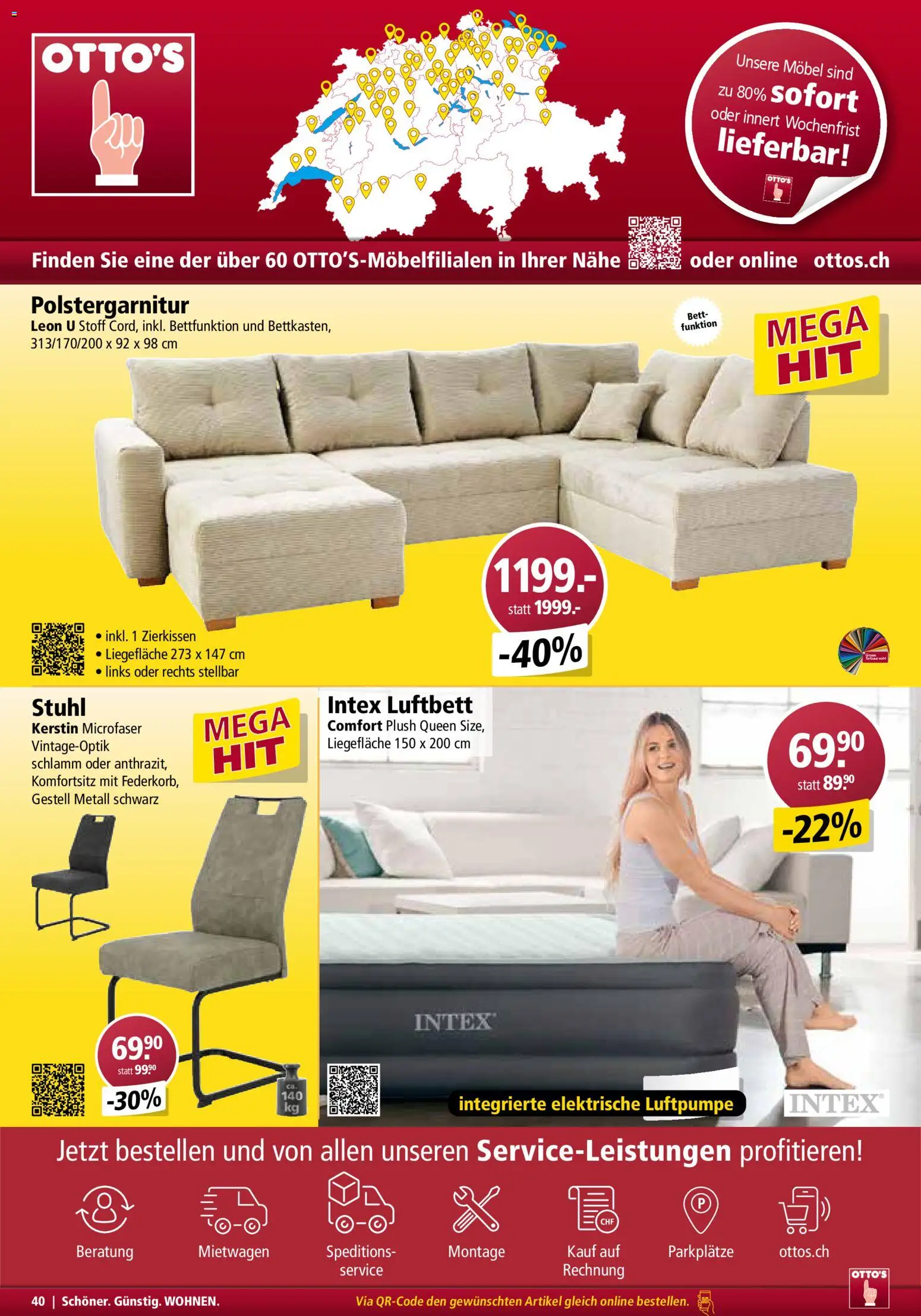 Otto's Aktionen Möbelflyer – gültig ab 01.03.2026 | Seite: 40 | Produkte: Stuhl, Luftpumpe, Bett