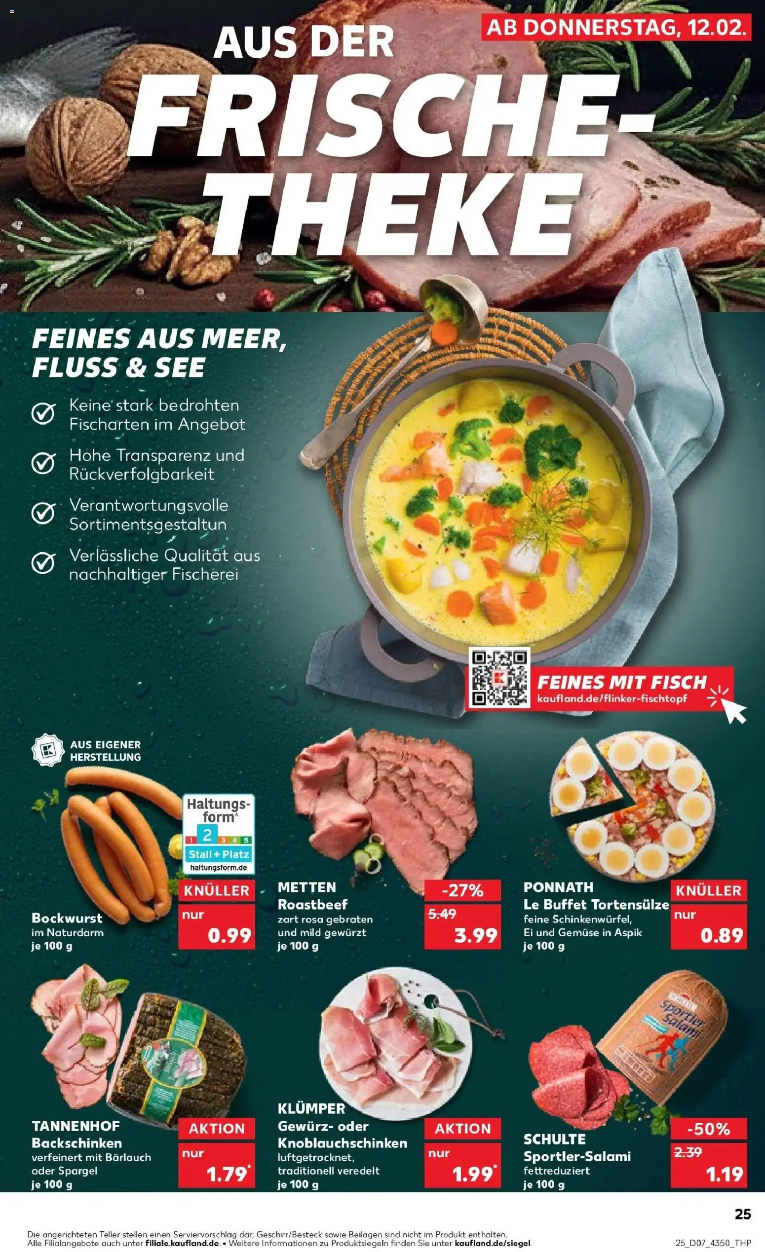 Kaufland prospekt Eberswalde	 – gültig ab 16.02.2026 | Seite: 25 | Produkte: Bockwurst, Theke, Fisch, Salami