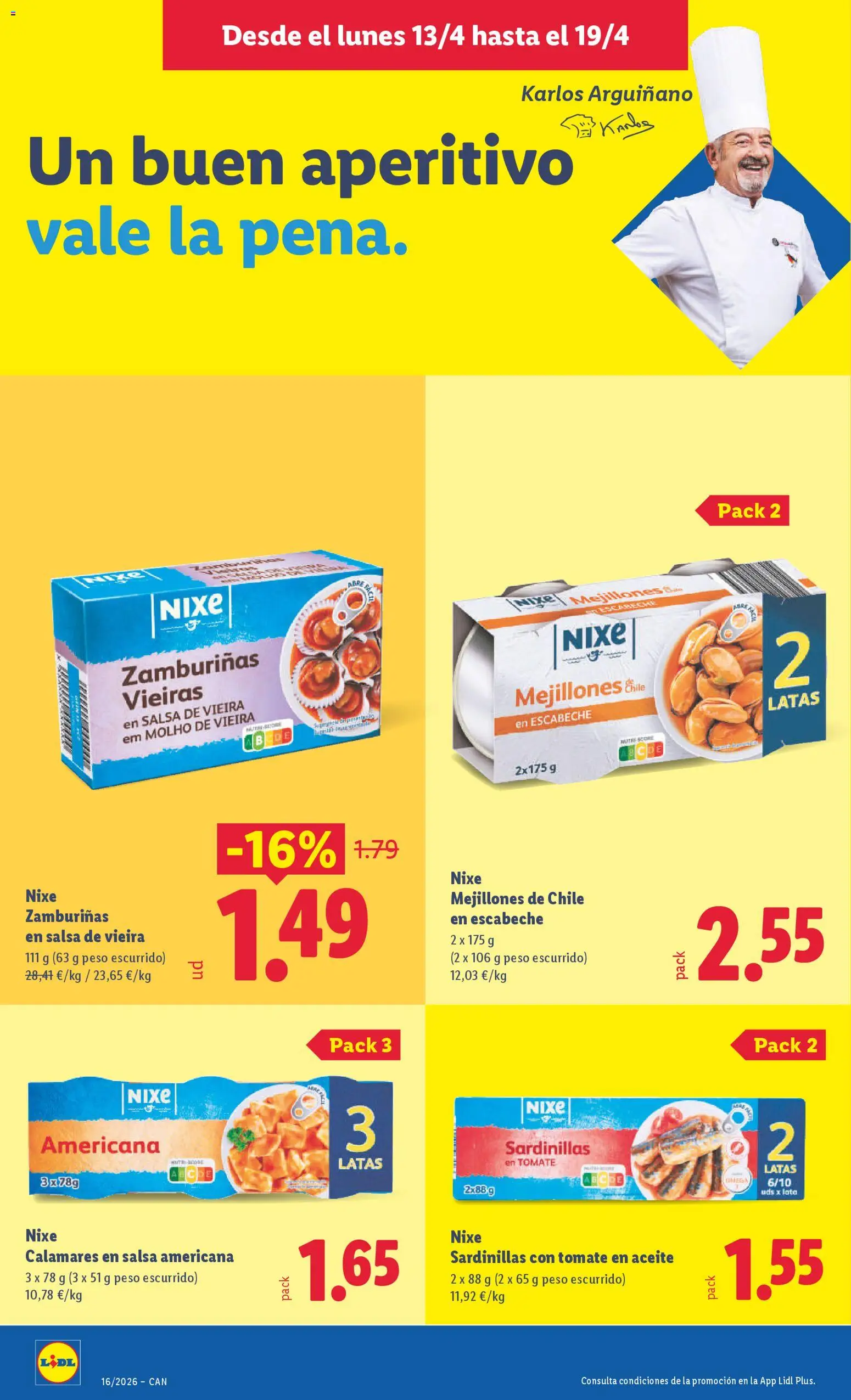 Lidl Canarias │ válido desde el 13.04.2026 | Página: 10 | Productos: Calamares, Sardinillas, Aceite, Peso
