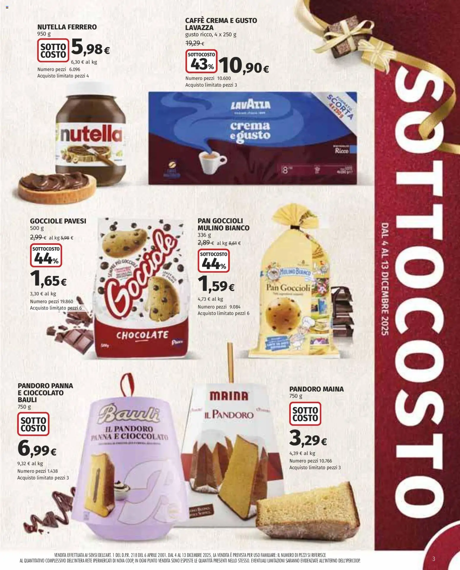 Volantino Ipercoop del 04.12.2025 | Pagina: 3 | Prodotti: Crema, Panna, Nutella, Lavazza