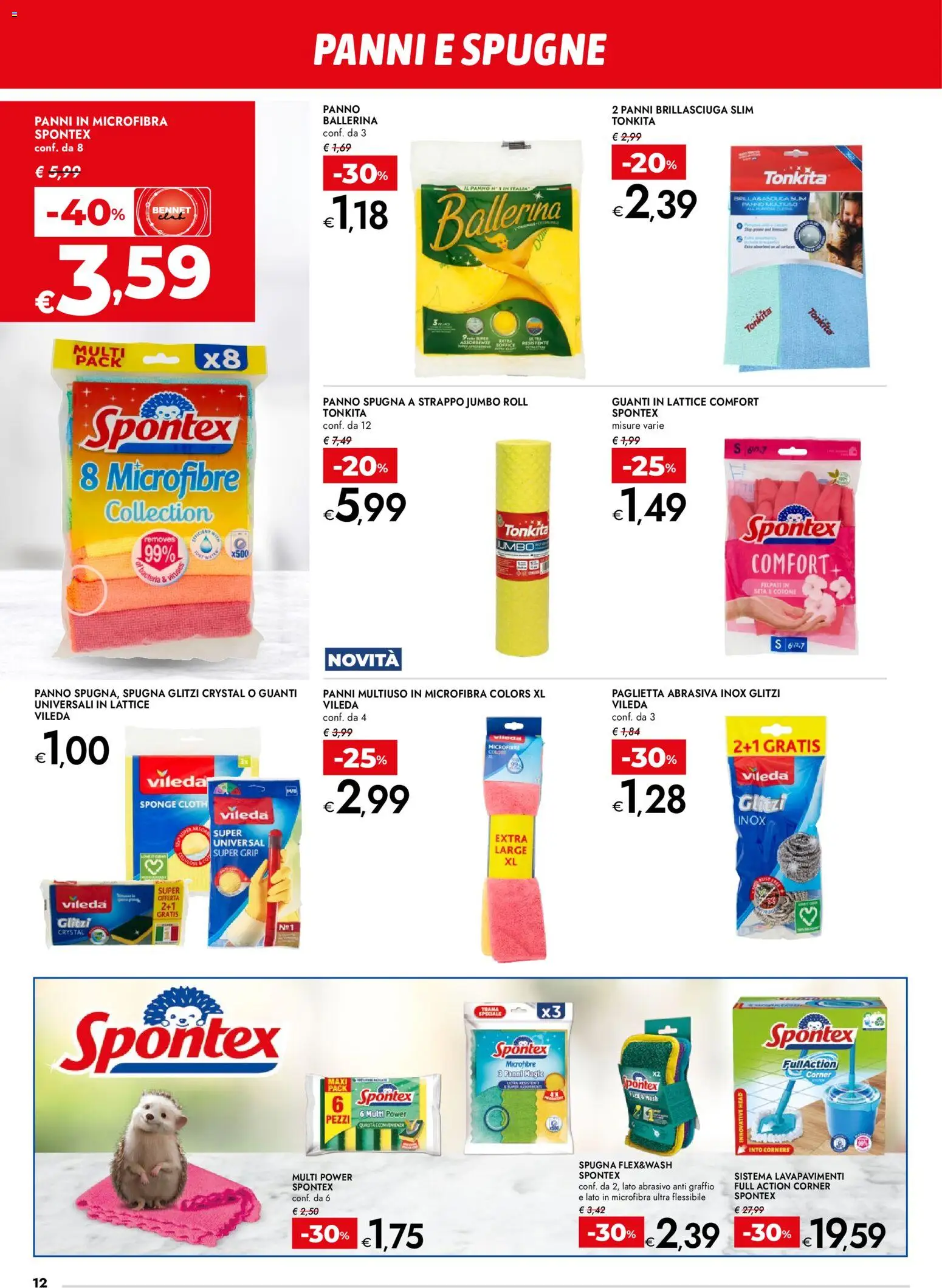 Volantino bennet del 08.01.2026 | Pagina: 12 | Prodotti: Spugna, Guanti