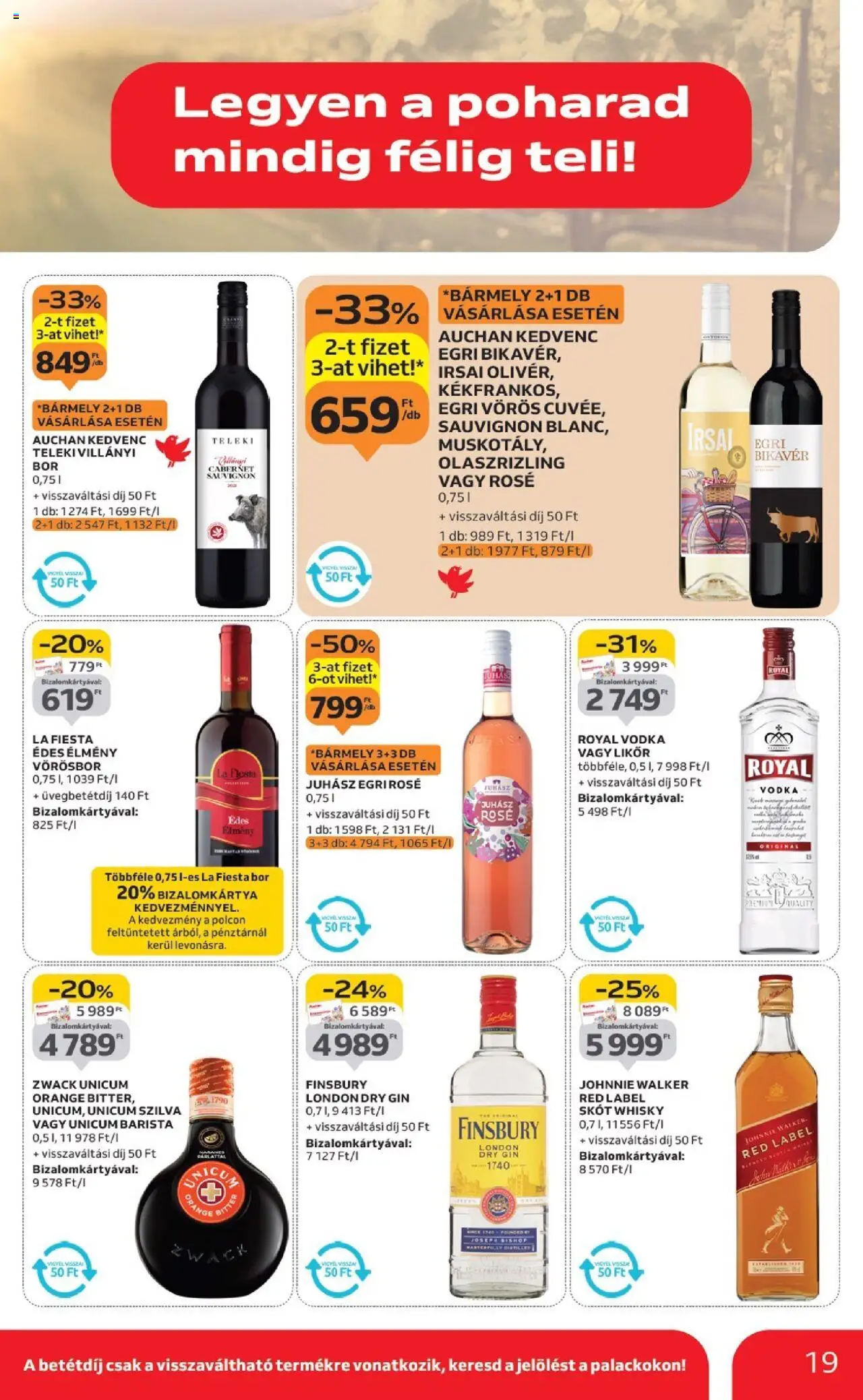 Auchan akciós ujság - amely érvényes a következő dátumtól: 02.10.2025 | Oldal: 19 | Termékek: Szilva, Bor, Vodka, Whisky