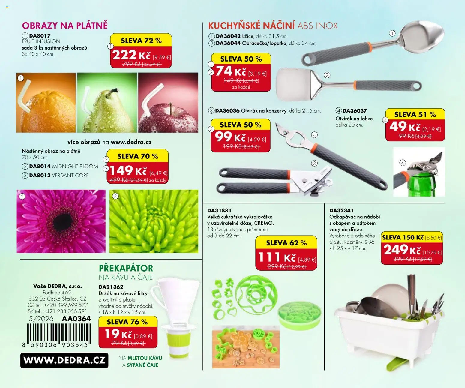 Nové Dedra akcie – leták je platný od 01.05.2026 | Strana: 4 | Produkty: Obrazy