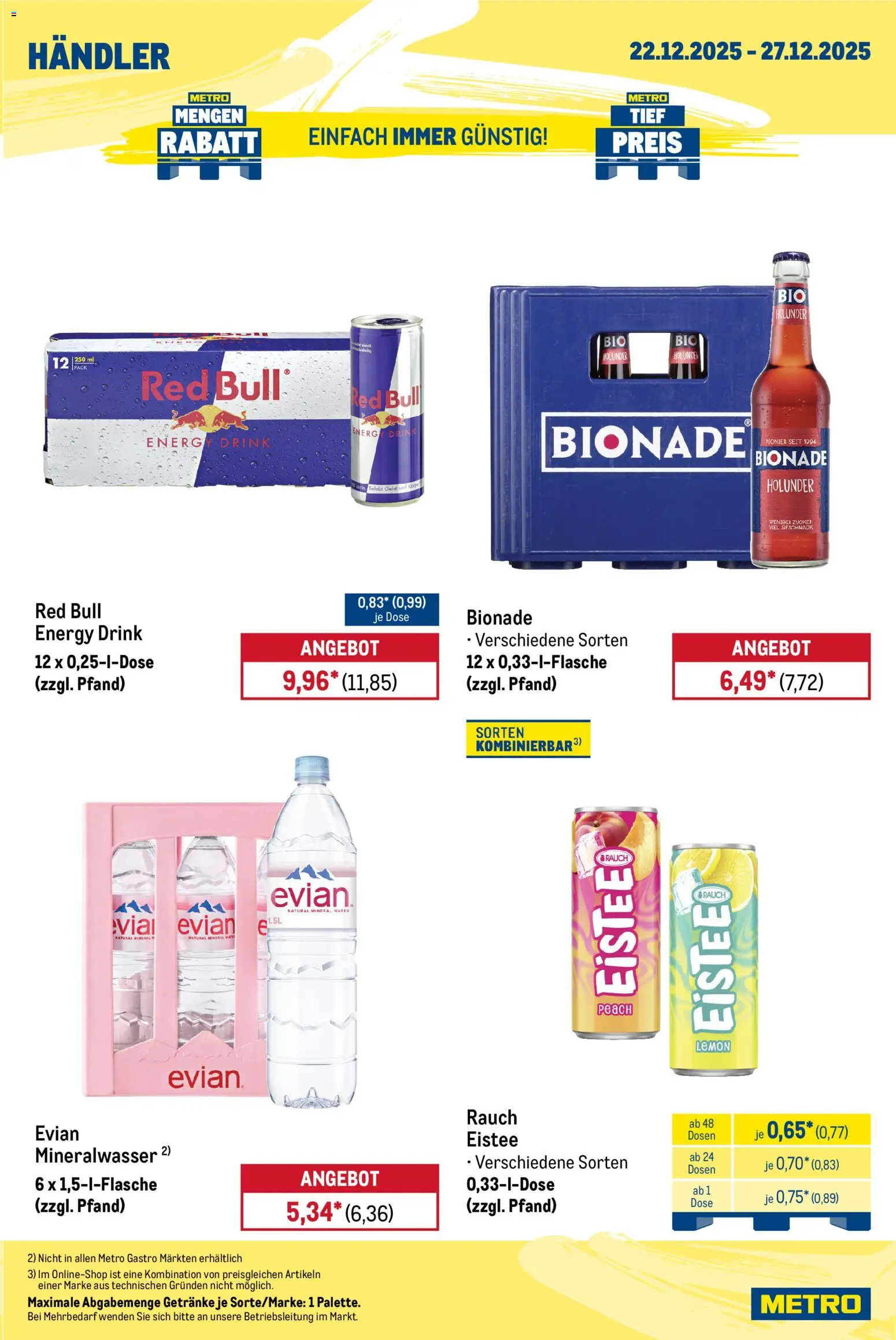 Metro - Wochen-Angebote Händler – gültig ab 22.12.2025 | Seite: 3 | Produkte: Red bull, Energy, Bionade, Mineralwasser