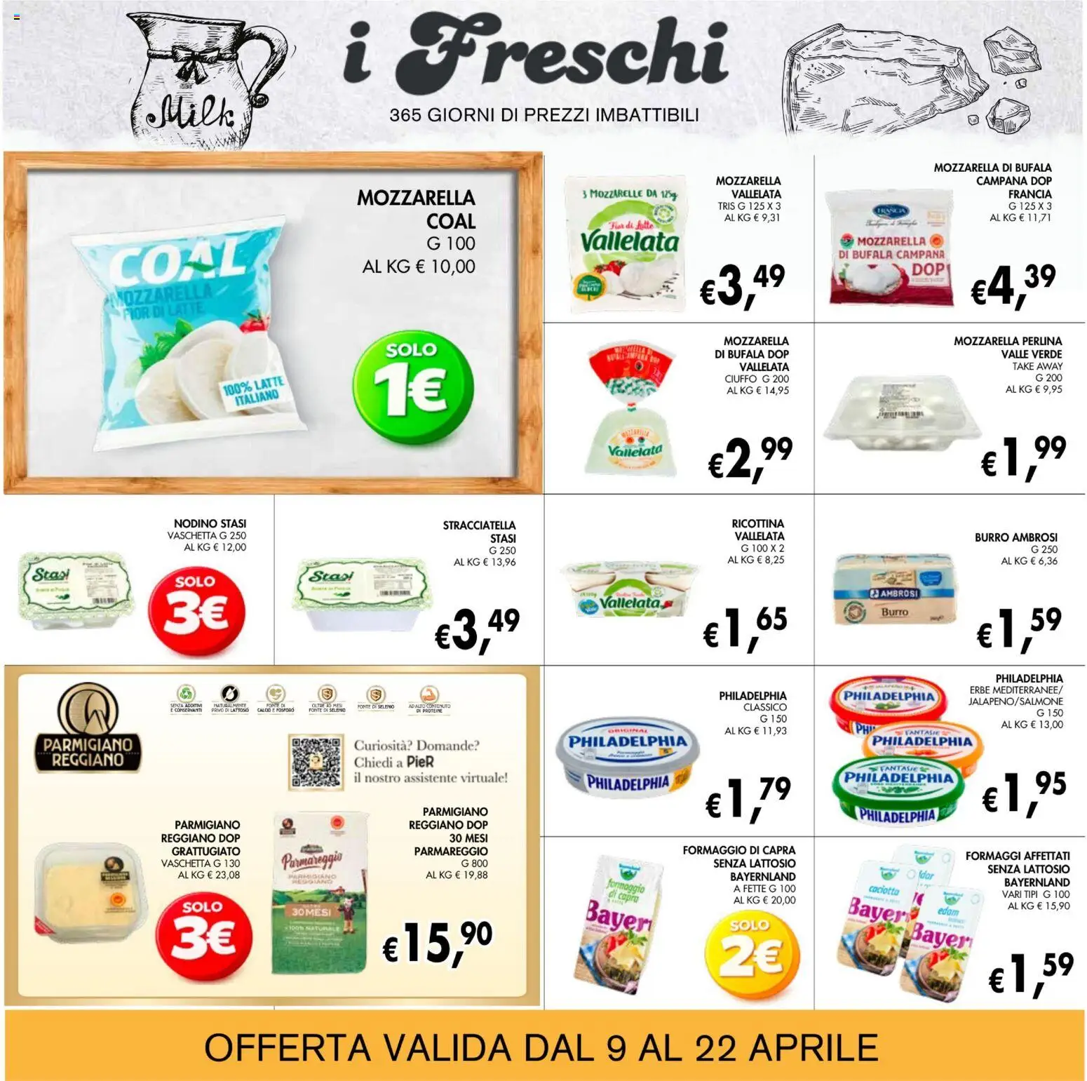 Volantino Coal del 09.04.2026 | Pagina: 10 | Prodotti: Mozzarella, Latte, Formaggio, Parmigiano