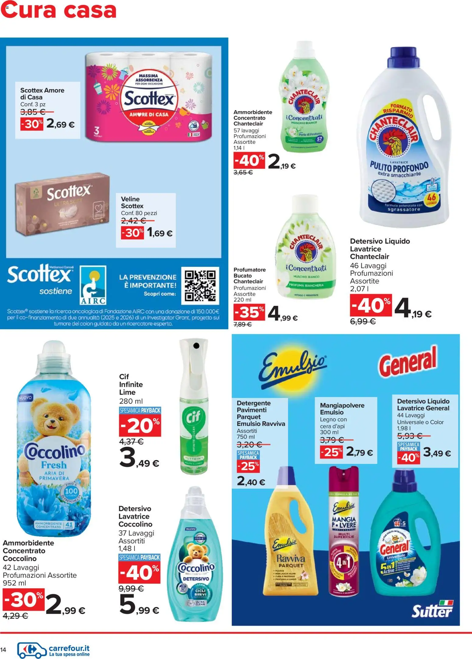 Volantino Carrefour del 27.12.2025 | Pagina: 14 | Prodotti: Ammorbidente, Veline, Sgrassatore, Lime