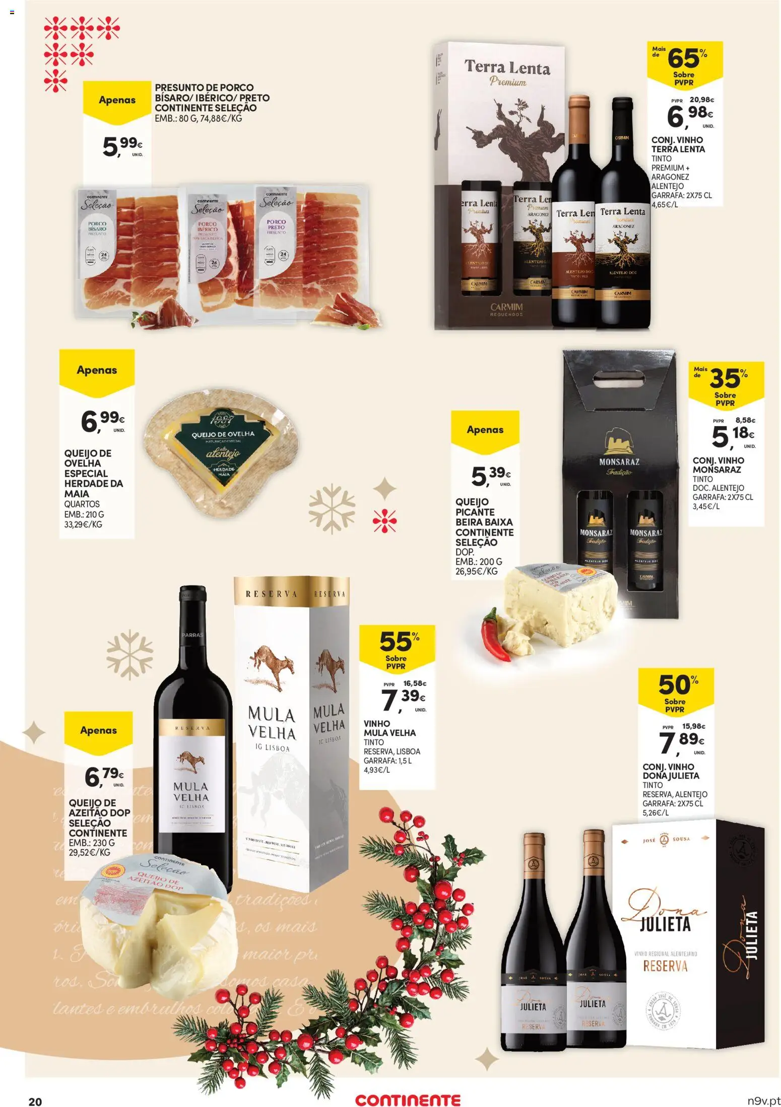 Continente - Açores │ válido de 13.11.2025 | Página: 20 | Produtos: Queijo, Presunto, Vinho