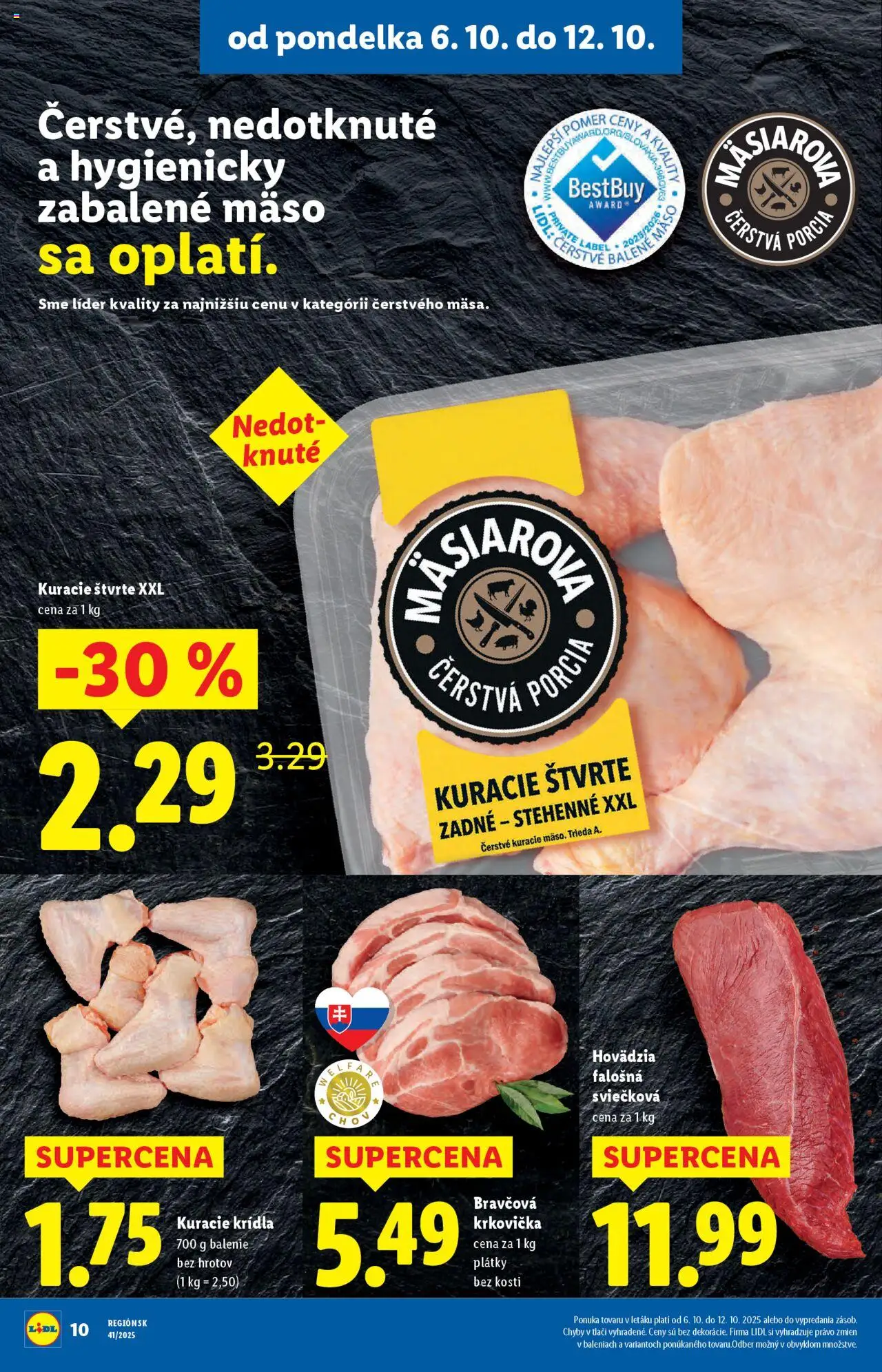 Nové Lidl akcie – leták je platný od 06.10.2025 | Strana: 12 | Produkty: Bravčová krkovička, Krkovička, Kuracie krídla