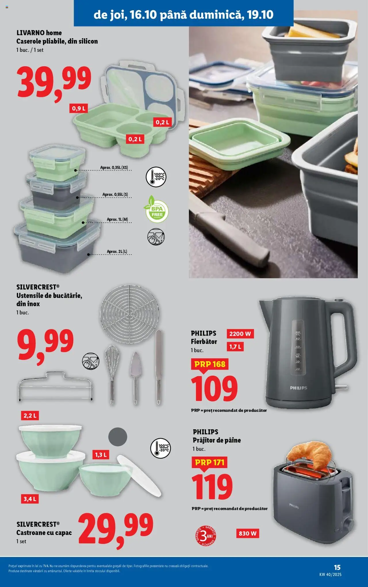 Noul catalog Lidl – valabil de la 13.10.2025 | Pagină: 15 | Produse: Enginar, Caserole, Toaster, Pâine
