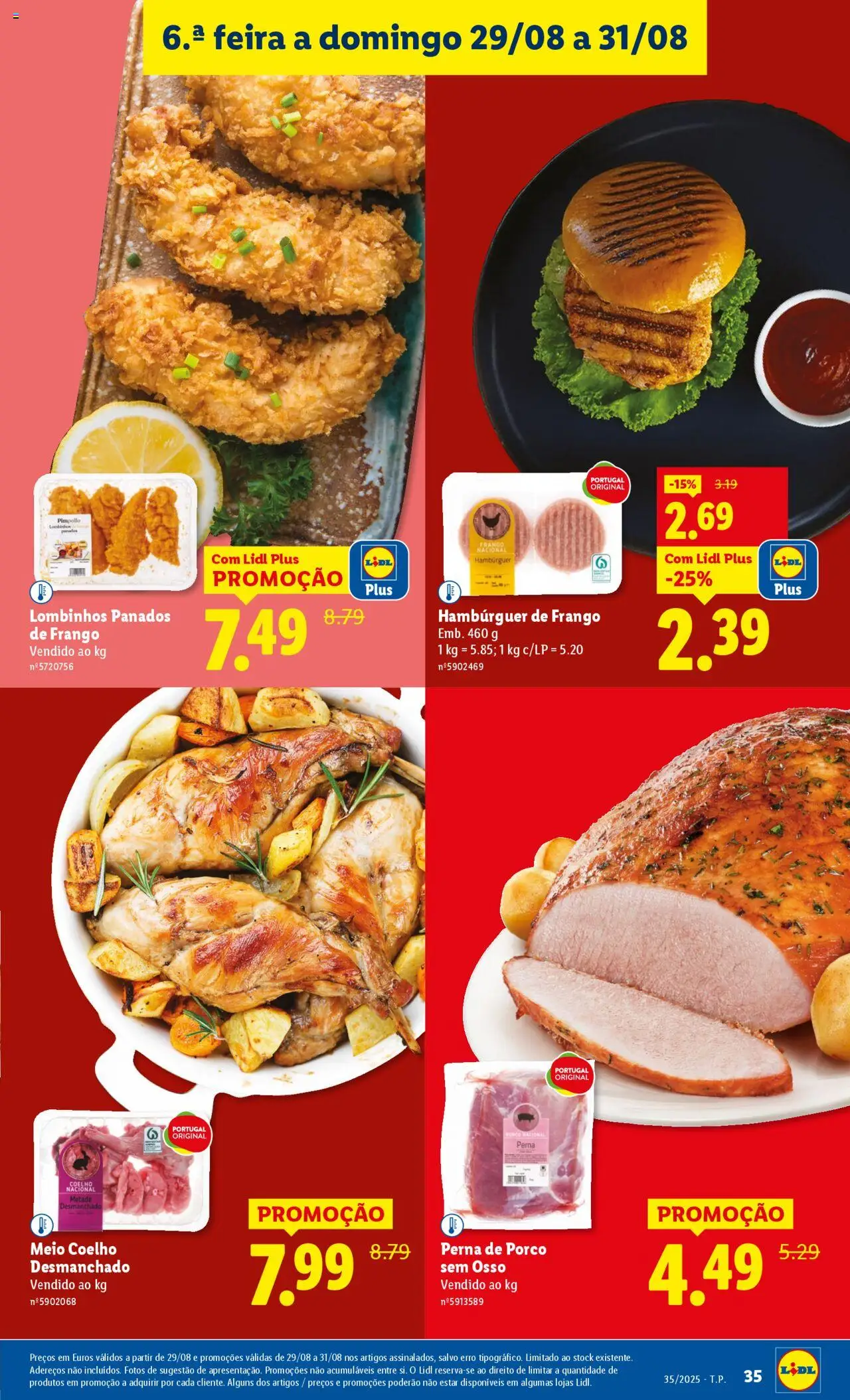 Lidl folheto │ válido de 25.08.2025 | Página: 35 | Produtos: Frango, Hambúrguer, Coelho