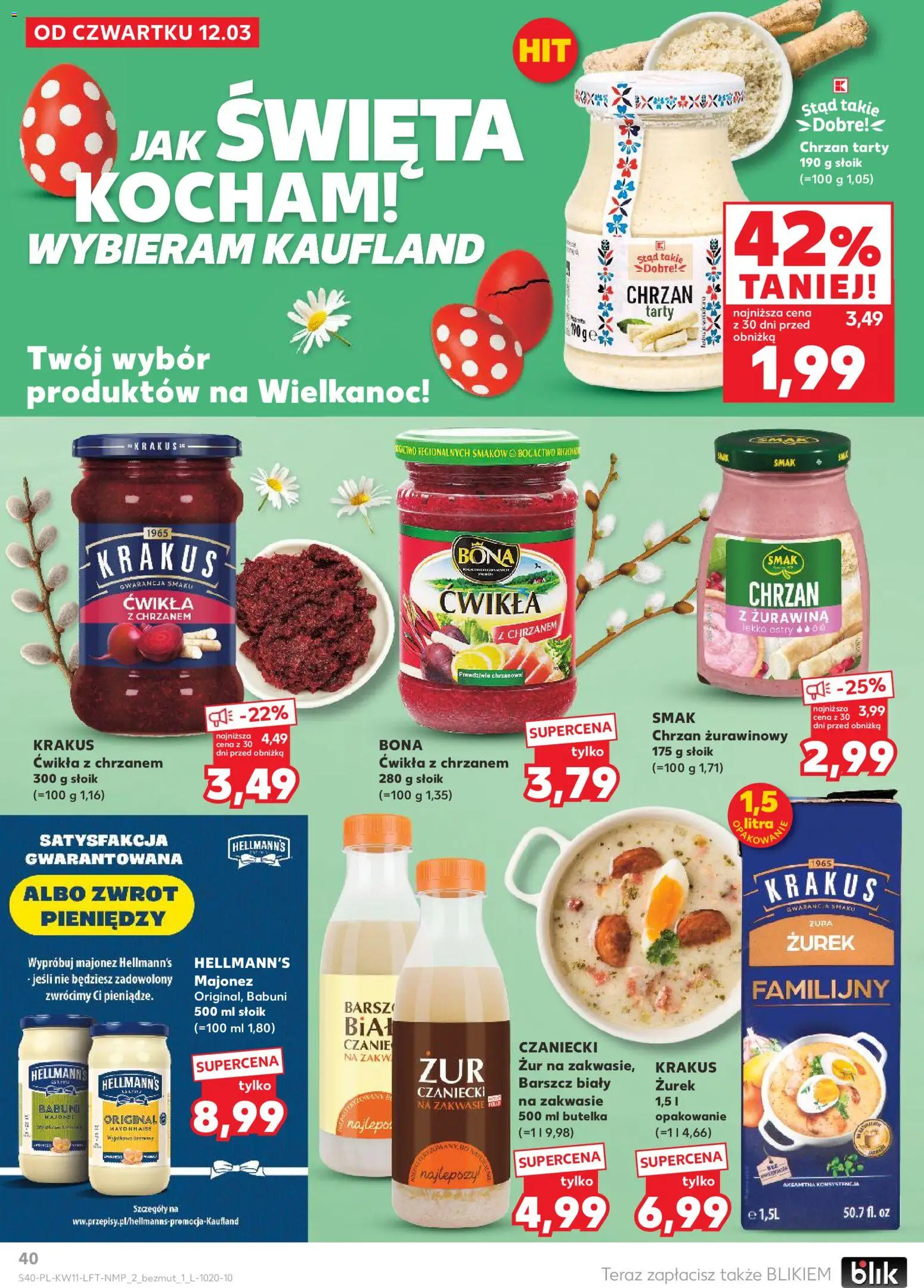 Kaufland gazetka od 12.03.2026 | Strona: 40 | Produkty: Zurek, Chrzan, Zupa, Majonez