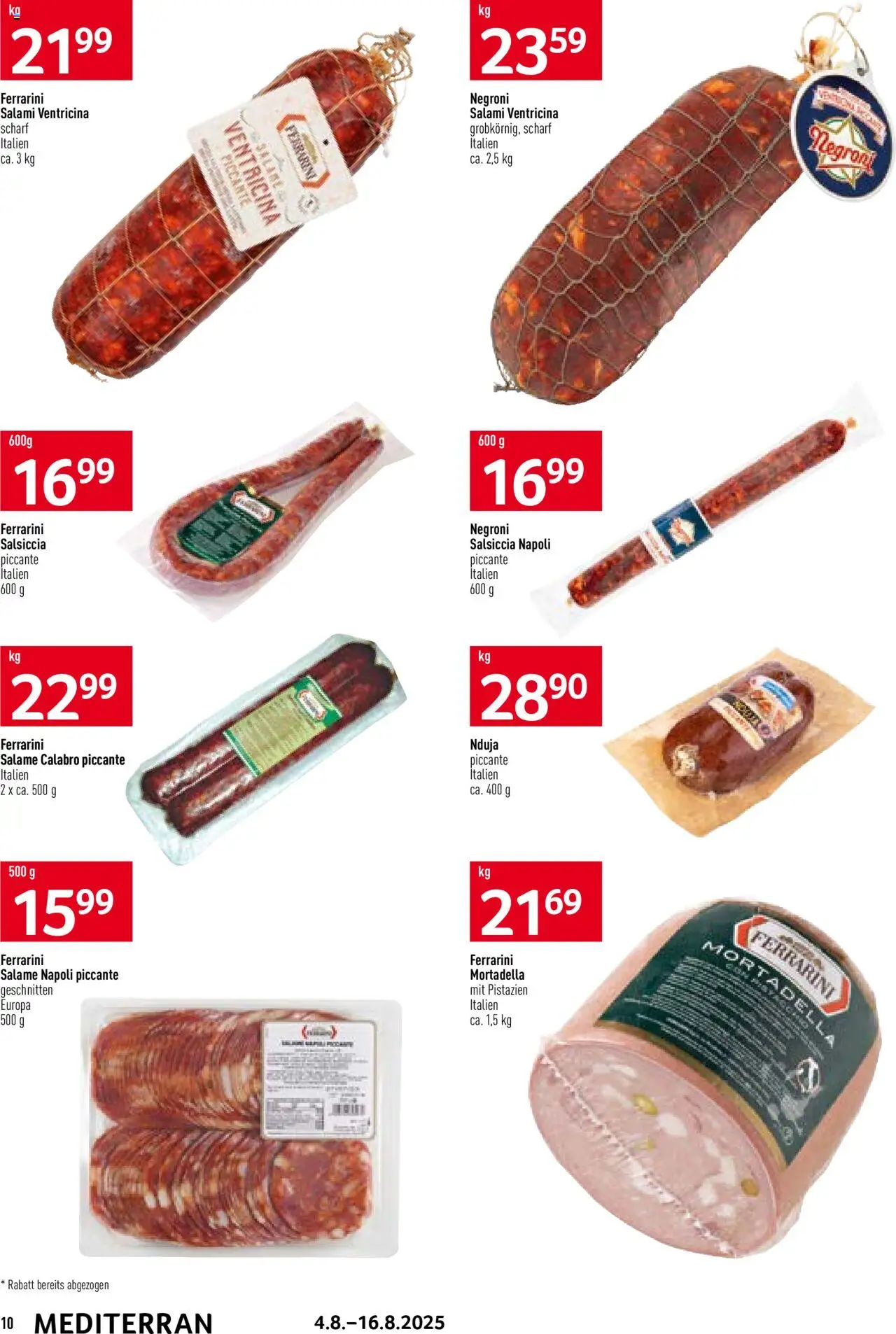 Prodega Aktionen Mediterran ab 04.08.2025 | Seite: 10 | Produkte: Salami