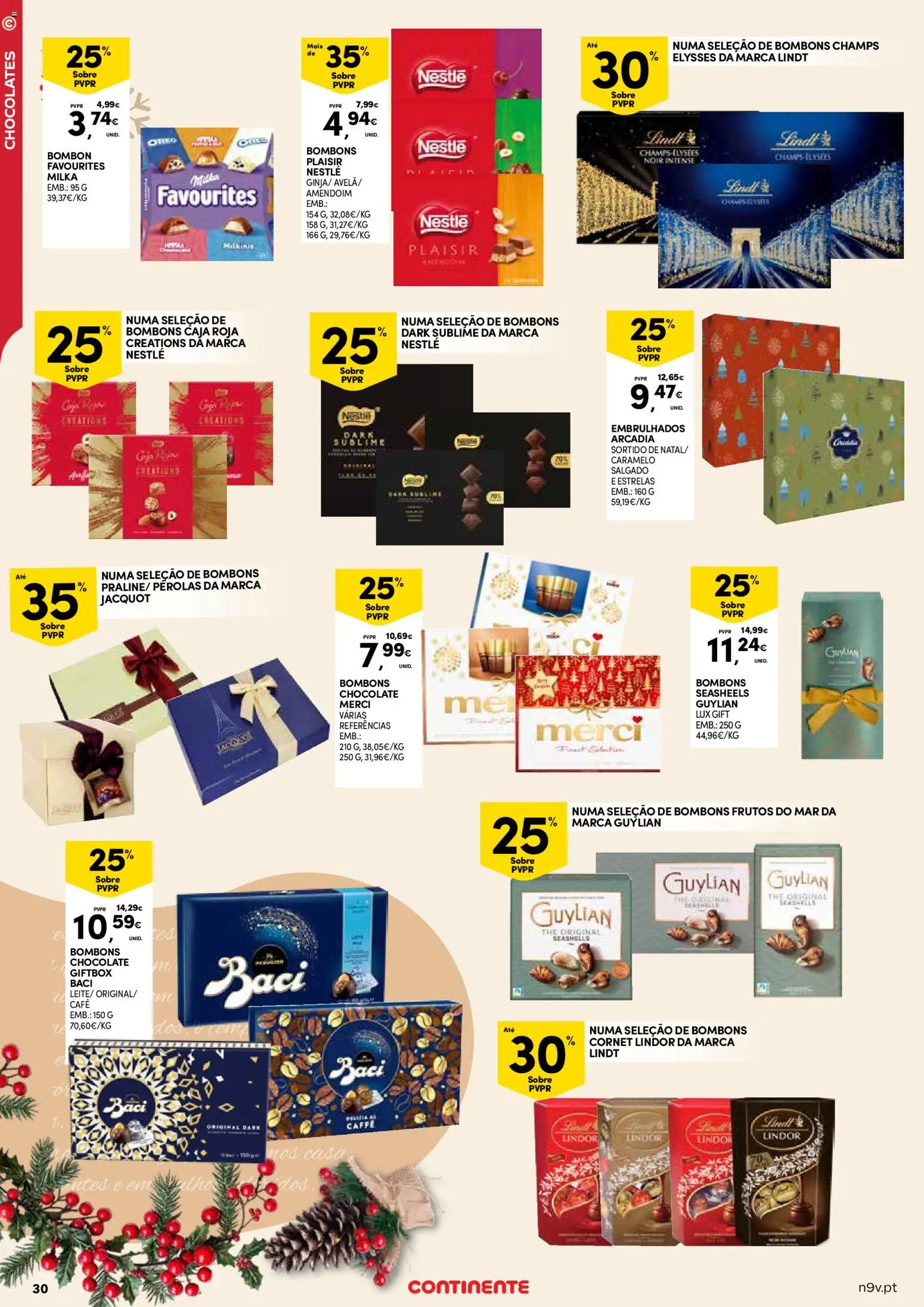 Continente - Açores: Natal │ válido de 11.12.2025 | Página: 30 | Produtos: Chocolates, Café, Chocolate, Frutos do mar