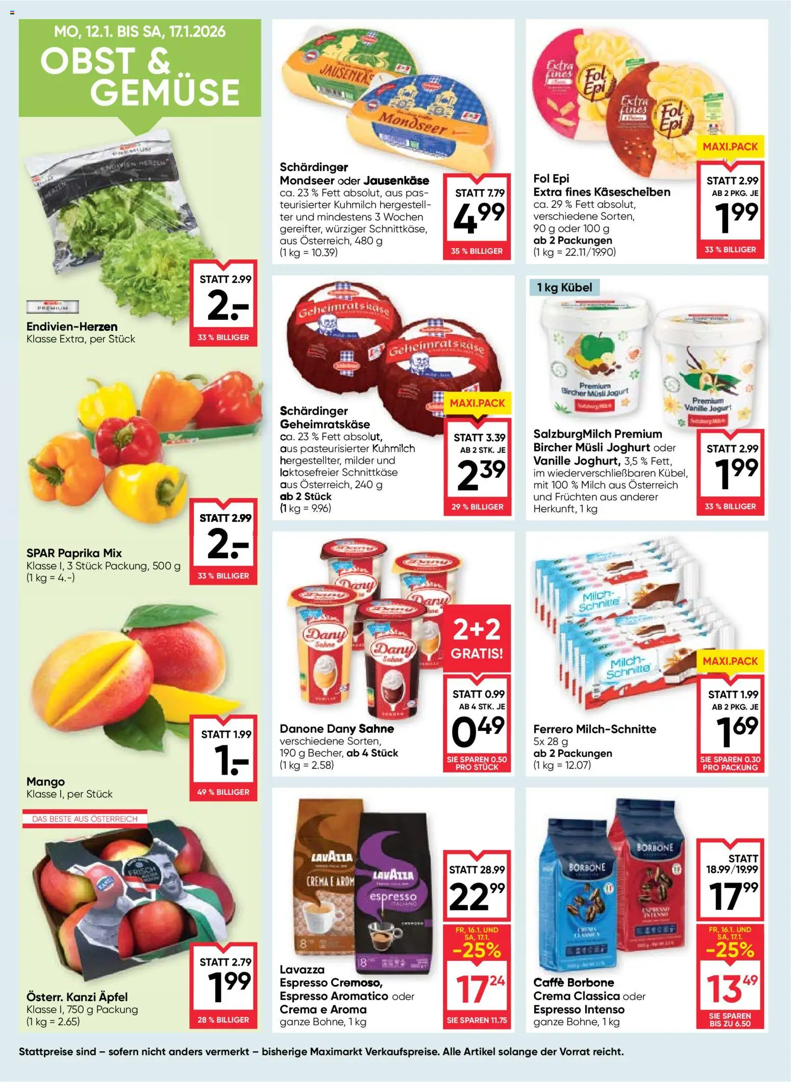 Maximarkt Flugblatt gültig ab 15.01.2026 | Seite: 10 | Produkte: Sahne, Mango, Milch, Äpfel
