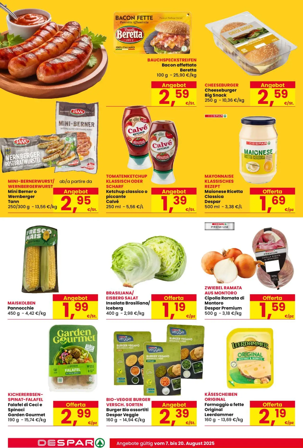 Volantino Despar del 07.08.2025 | Pagina: 6 | Prodotti: Insalata, Ceci, Maionese, Hamburger